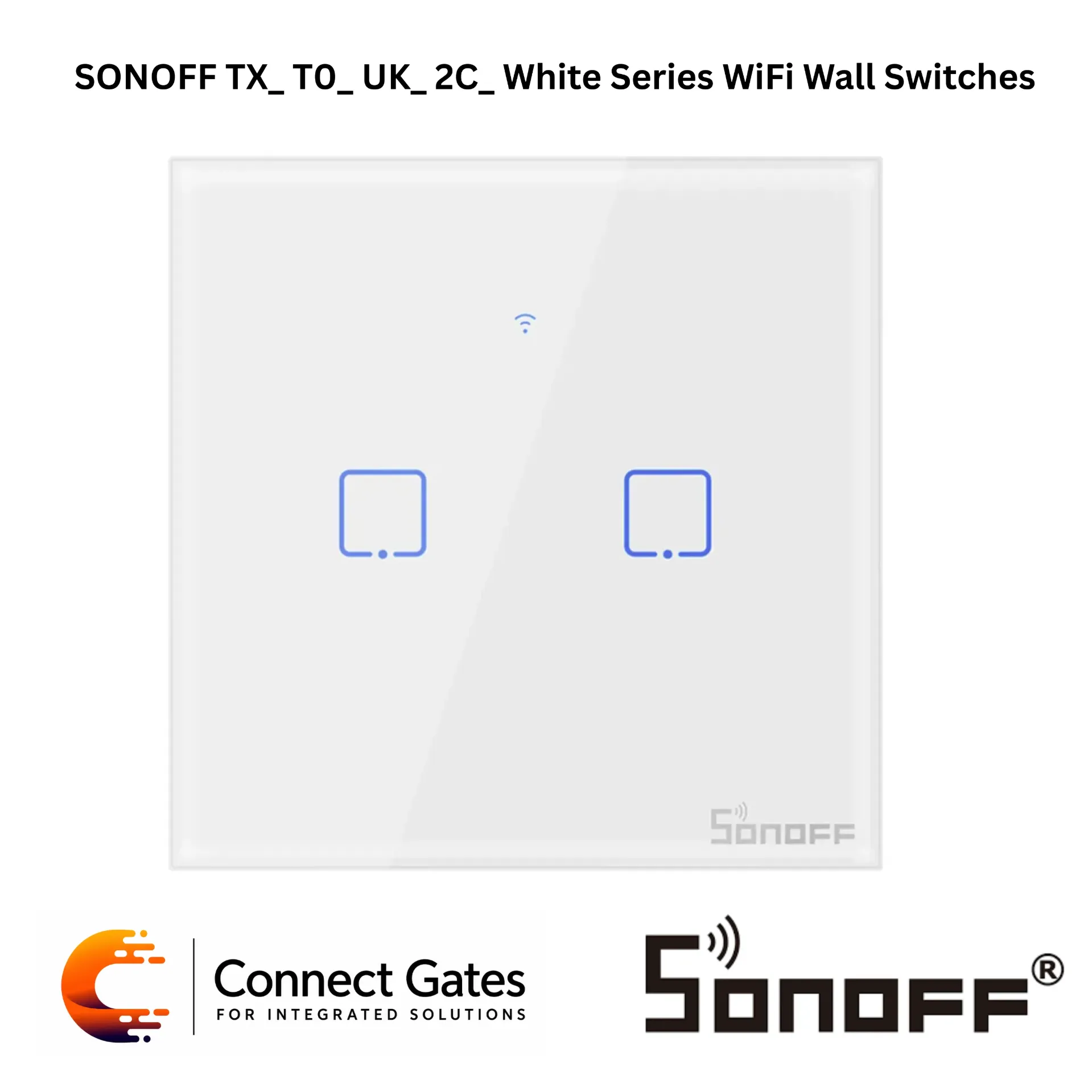 [T0_ UK_ 2C] SONOFF TX T0 UK 2C White Series WiFi Wall Switch – 2-Gang Smart Touch Wall Switch, eWeLink App, Alexa & Google Assistant Compatible
