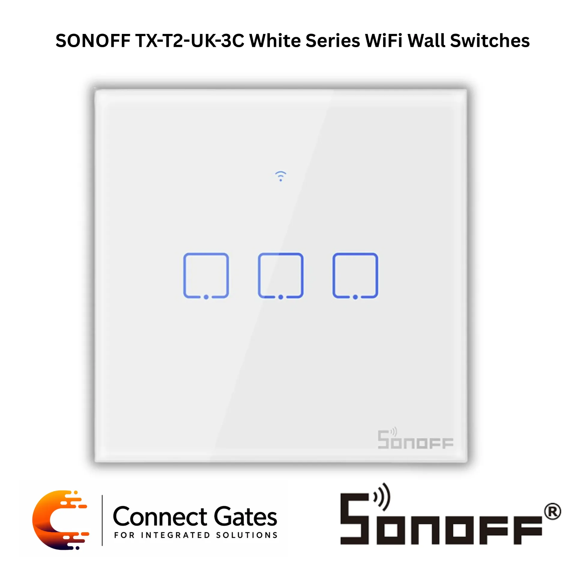 [T2_ UK_ 3C] SONOFF TX T2 UK 3C White Series WiFi Wall Switch – 3-Gang Smart Touch Wall Switch, 433MHz RF, eWeLink App, Alexa & Google Assistant Compatible