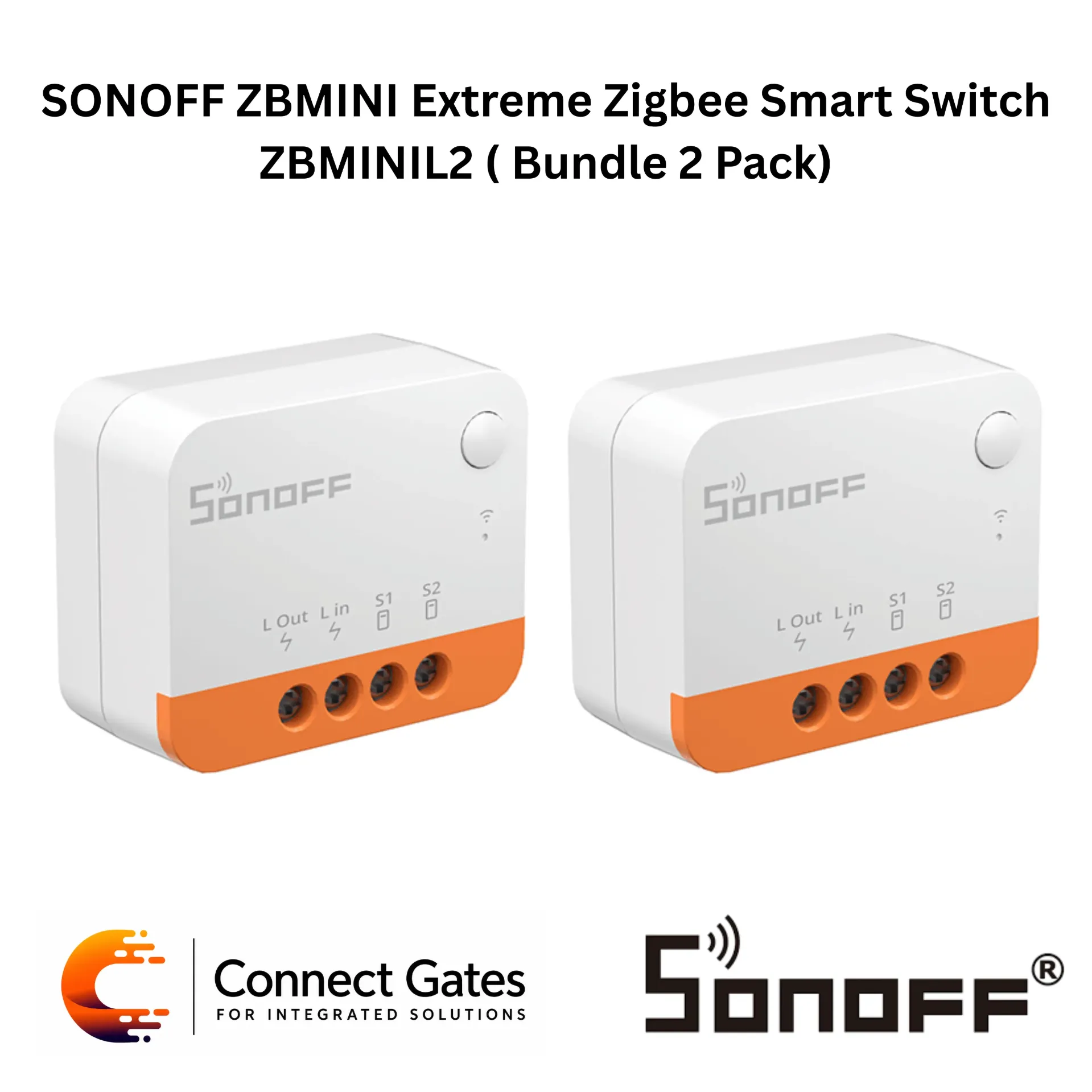 [ZBMINIL2] SONOFF ZBMINI Extreme ZBMINIL2 Zigbee Smart Switch Bundle 2 Pack – No Neutral Required, Mini In-Wall Module, eWeLink App & Zigbee Hub Compatible