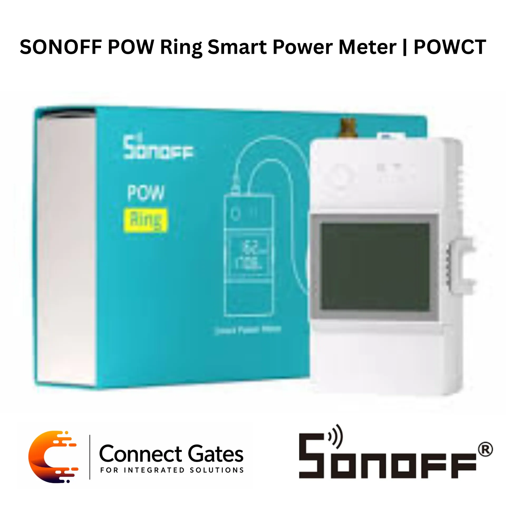 [POWCT] SONOFF POWCT POW Ring Smart Power Meter – 100A CT Clamp Wi-Fi Power Meter, Energy Monitoring, LCD Display, eWeLink App Compatible