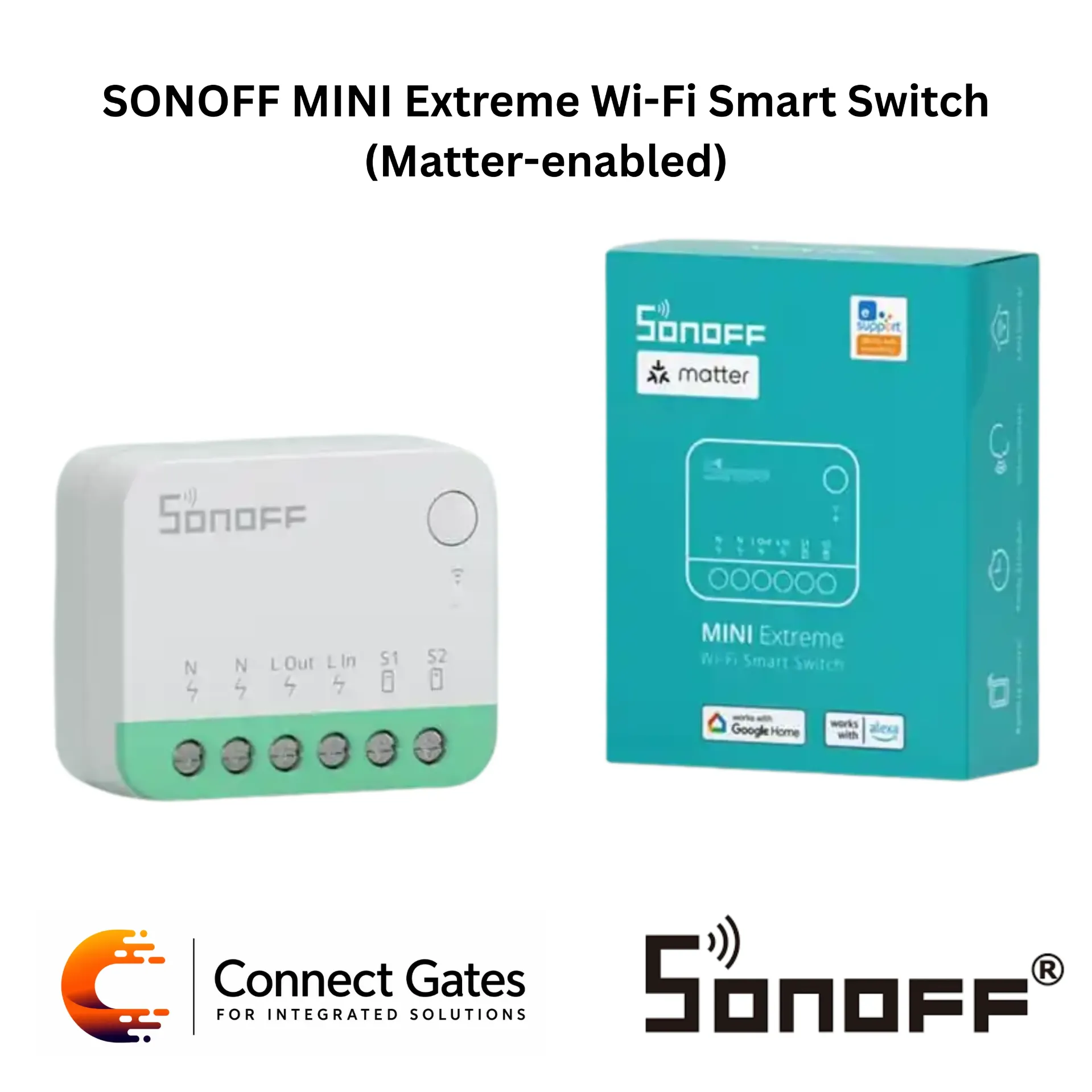 [Matter-enabled] SONOFF MINI Extreme MINIR4M Wi-Fi Smart Switch – Matter-Enabled 10A Mini Relay Module, eWeLink App, Apple Home, Alexa & Google Home Compatible