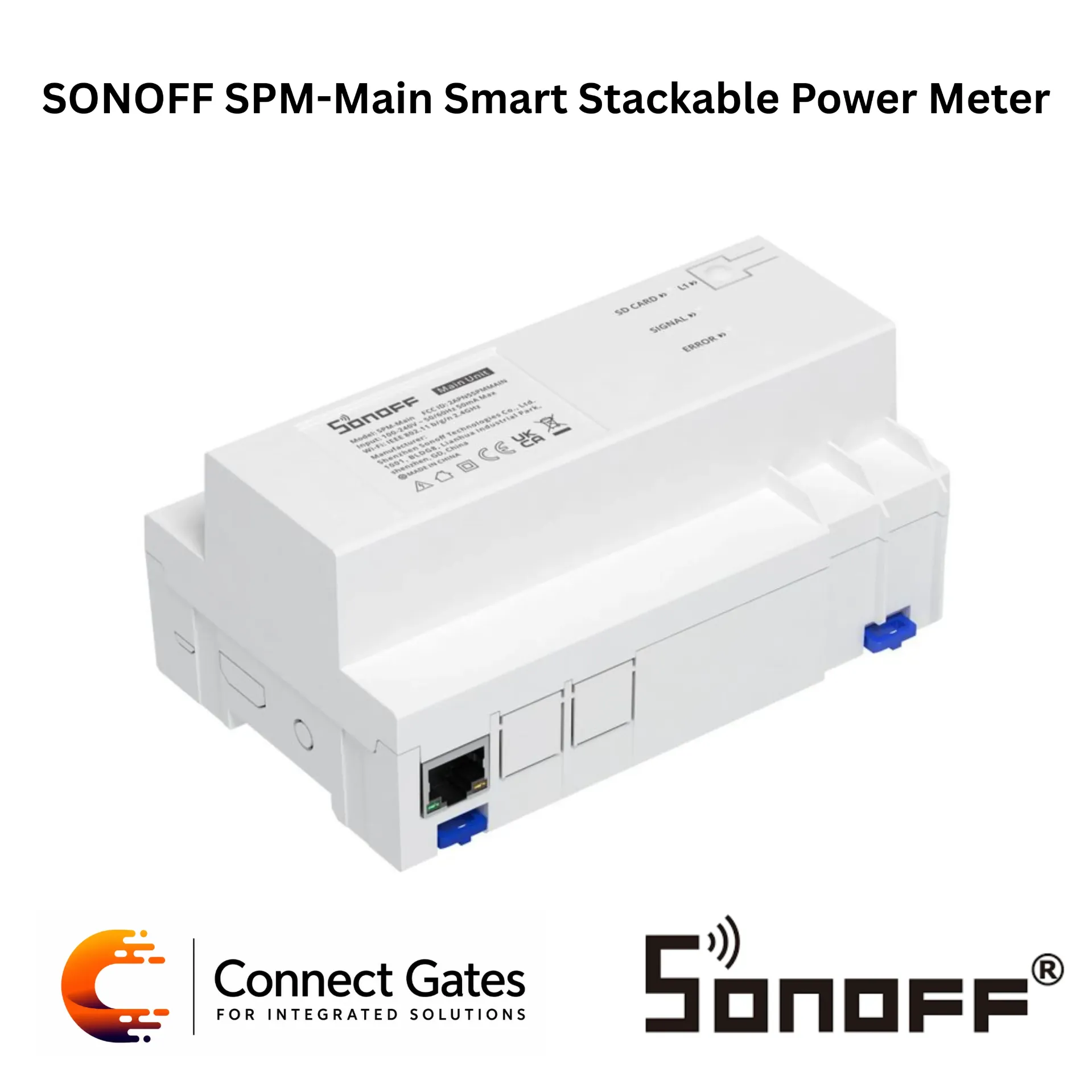 [SPM-Main] SONOFF SPM-Main Smart Stackable Power Meter – Main Control Unit for SPM-4Relay, Wi-Fi & Ethernet, RS-485, MicroSD Data Storage, eWeLink App Compatible