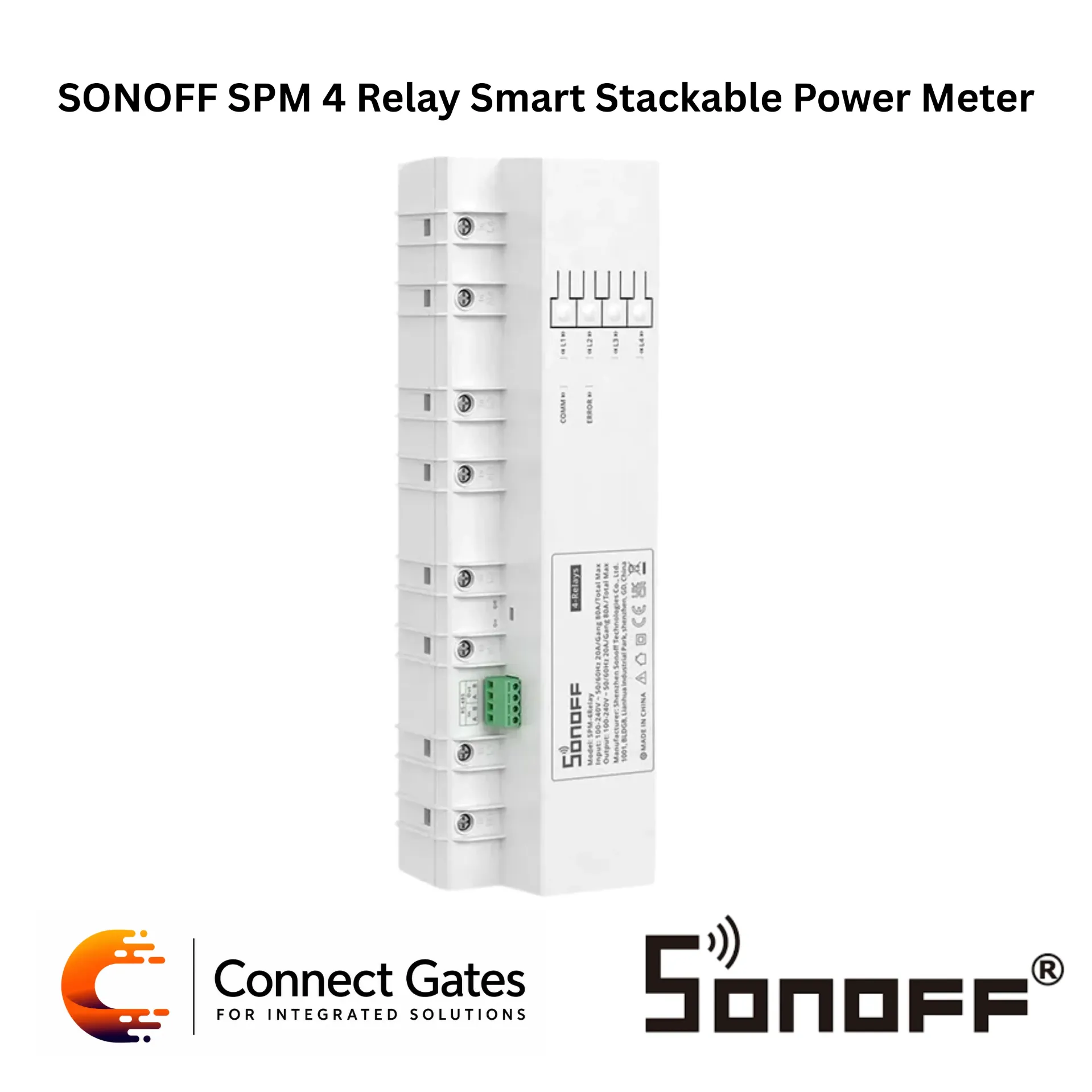[SPM 4] SONOFF SPM-4Relay Smart Stackable Power Meter – 4-Channel Relay Module for Smart Power Monitoring, Load Control & Energy Management.