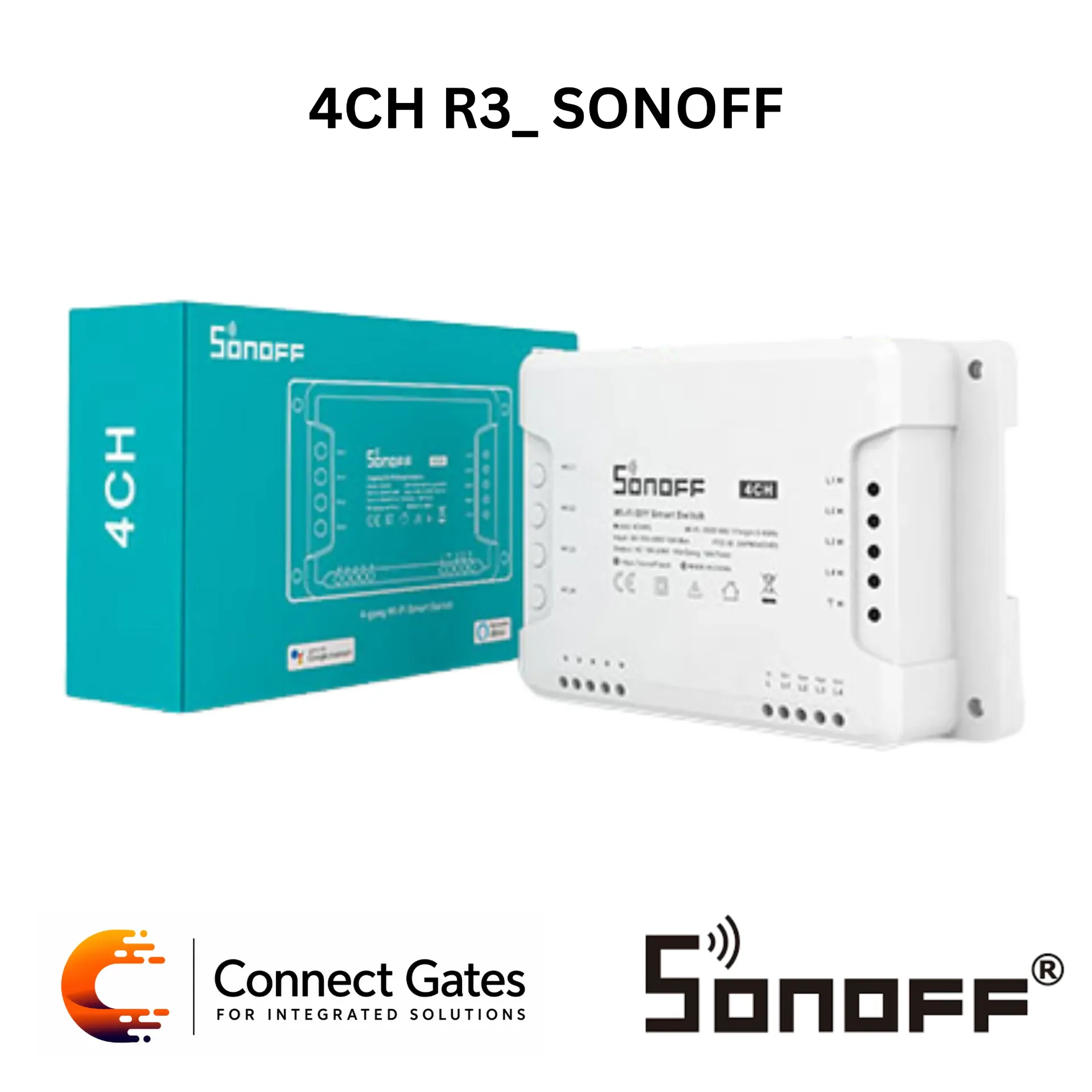 [4CH R3] SONOFF 4CH R3 4-Gang Wi-Fi Smart Switch – DIN Rail 4-Channel Relay Controller, eWeLink App, Alexa & Google Assistant Compatible