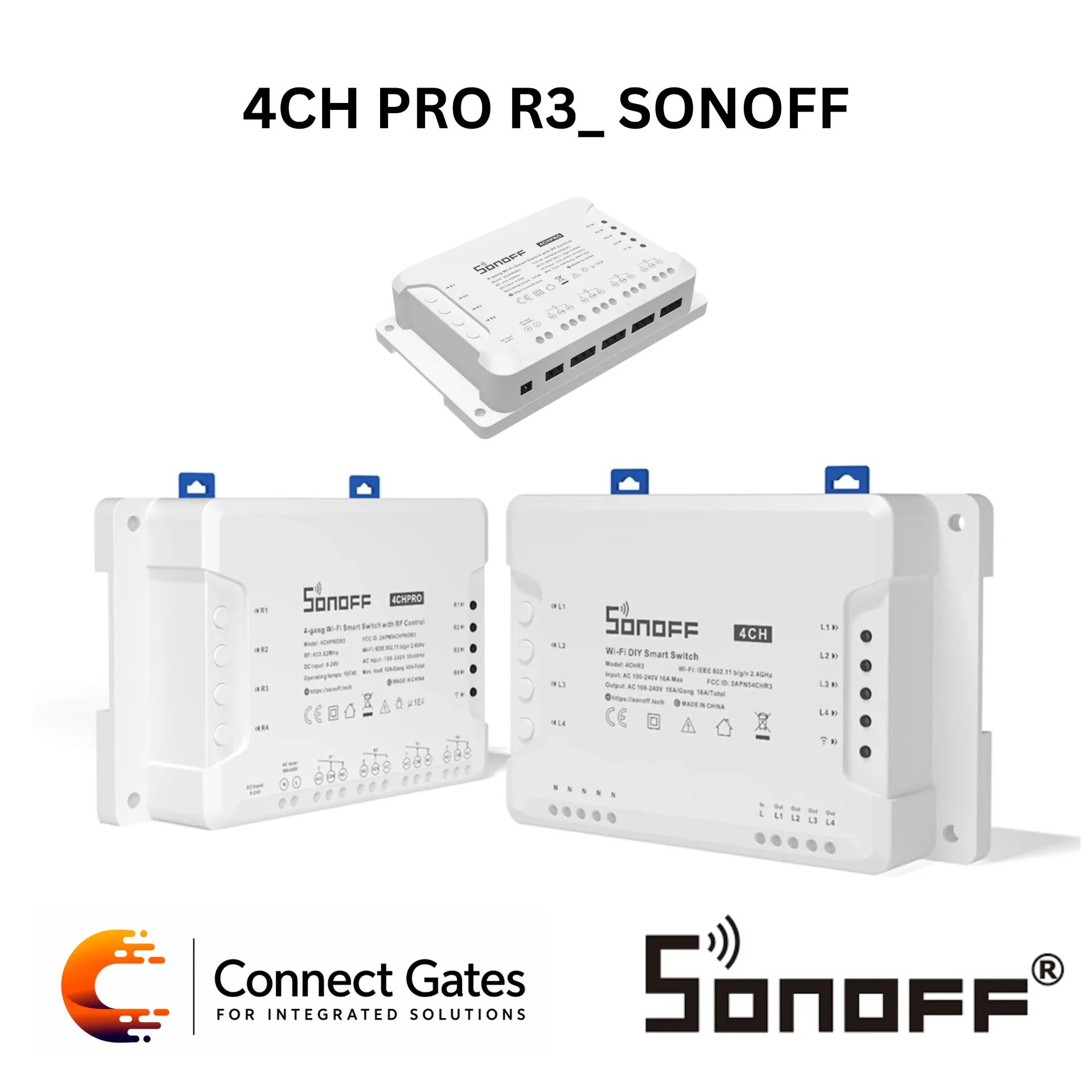 [4CH PRO R3] SONOFF 4CH Pro R3 4-Gang Wi-Fi & RF Smart Switch – DIN Rail Relay Controller, Dry Contact Support, eWeLink App, Alexa & Google Assistant Compatible