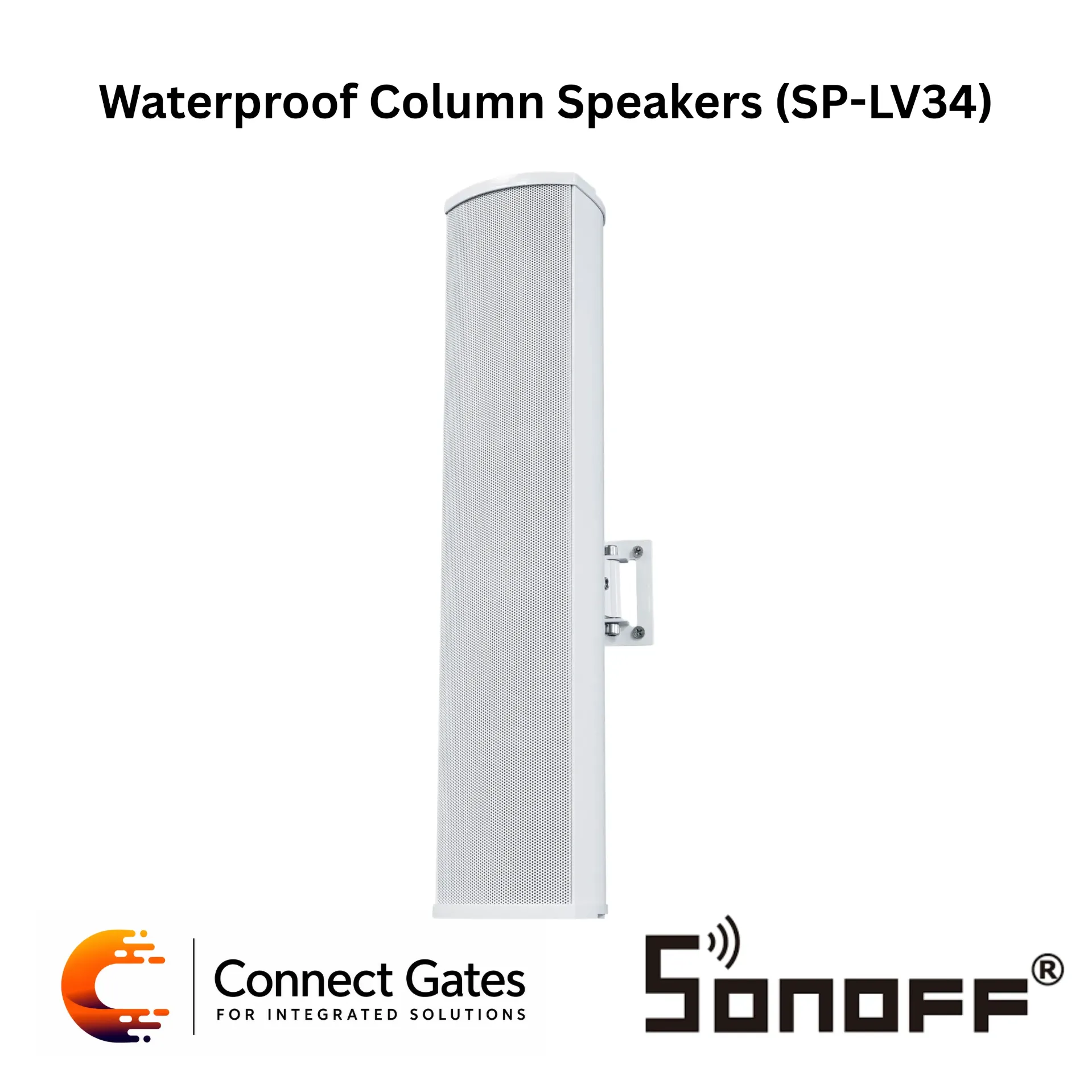 [SP-LV34] SP-LV34 80W Waterproof Column Speaker – IP55 Outdoor / Indoor PA Speaker, Aluminium Body, 100V & 8Ω Commercial Audio System