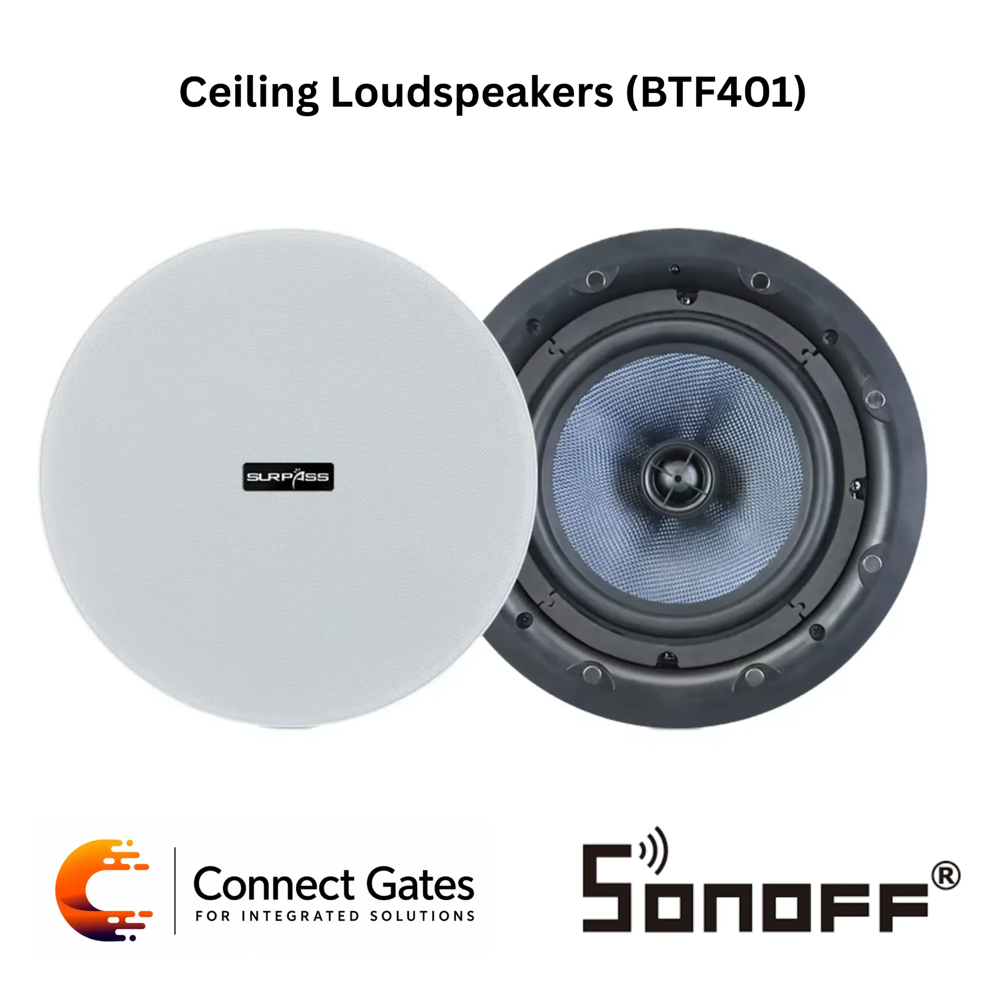 [BTF401] BTF401 40W Ceiling Loudspeaker – 6.5” Frameless Coaxial Ceiling Speaker, Magnetic Grill, Bluetooth 5.1, 8Ω Audio System