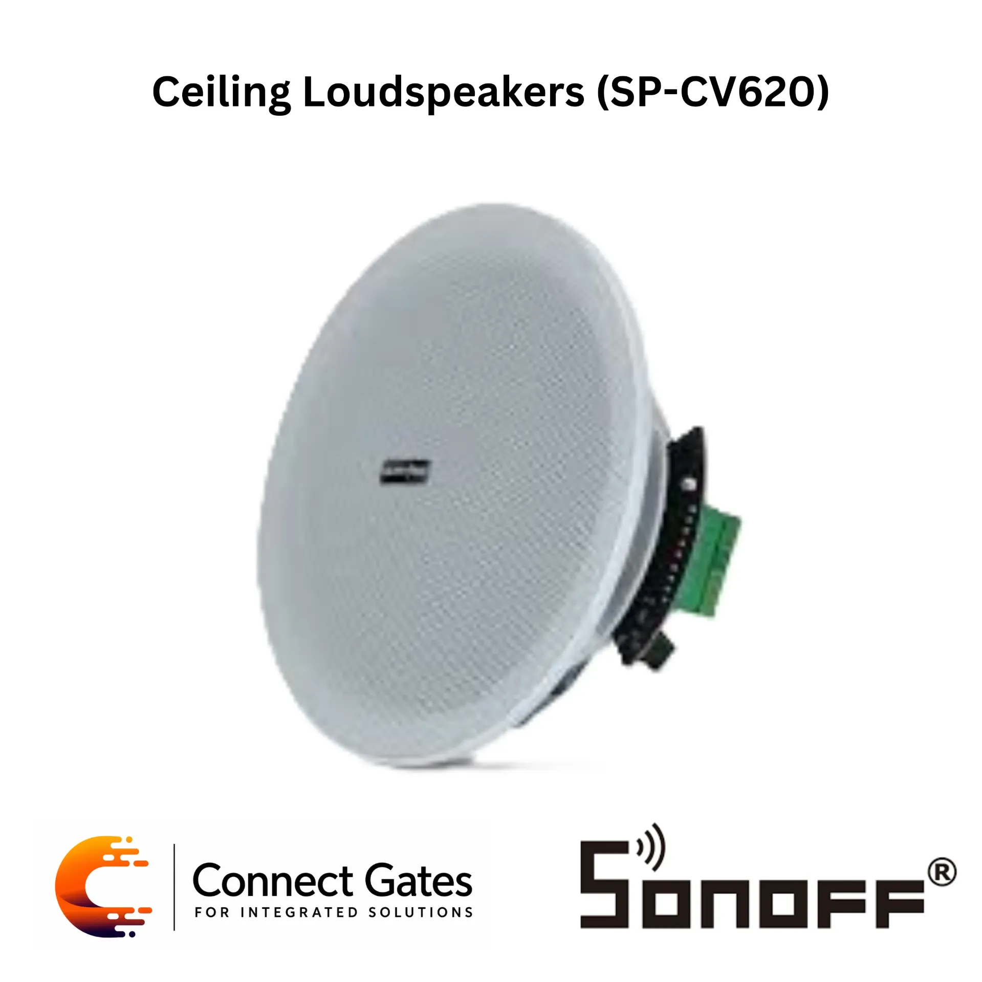SP-CV620 20W Ceiling Loudspeaker – Frameless 6.5” Full Range Ceiling Speaker, Dual Cone Driver, Indoor PA & Background Music System