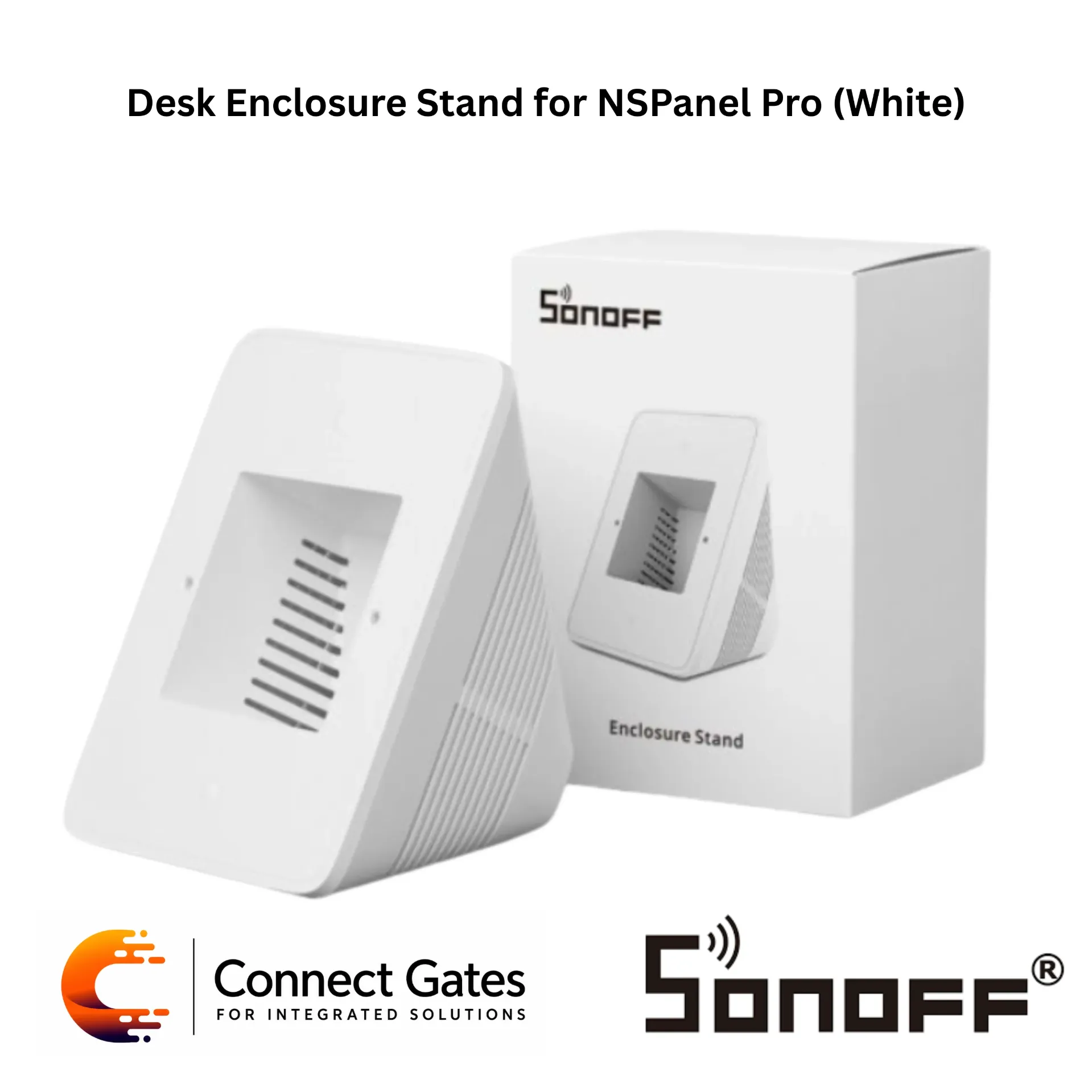 SONOFF NSPanel Pro White Desktop Enclosure Stand – Tabletop Smart Control Panel Mounting Base.
