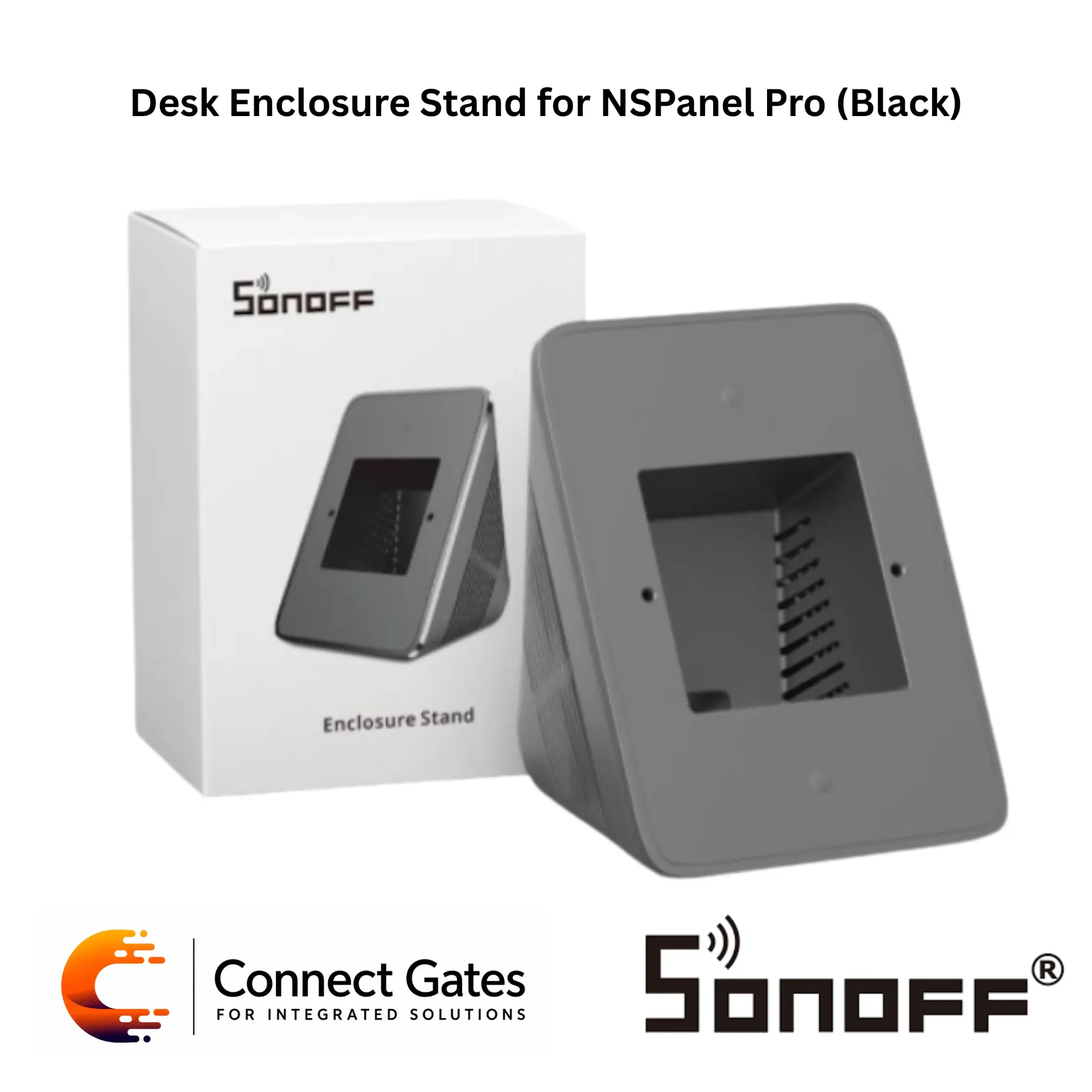 [Desk Enclosure Stand for NSPanel Pro (Black) (0)] SONOFF NSPanel Pro Black Desktop Enclosure Stand – Tabletop Smart Control Panel Mounting Base.