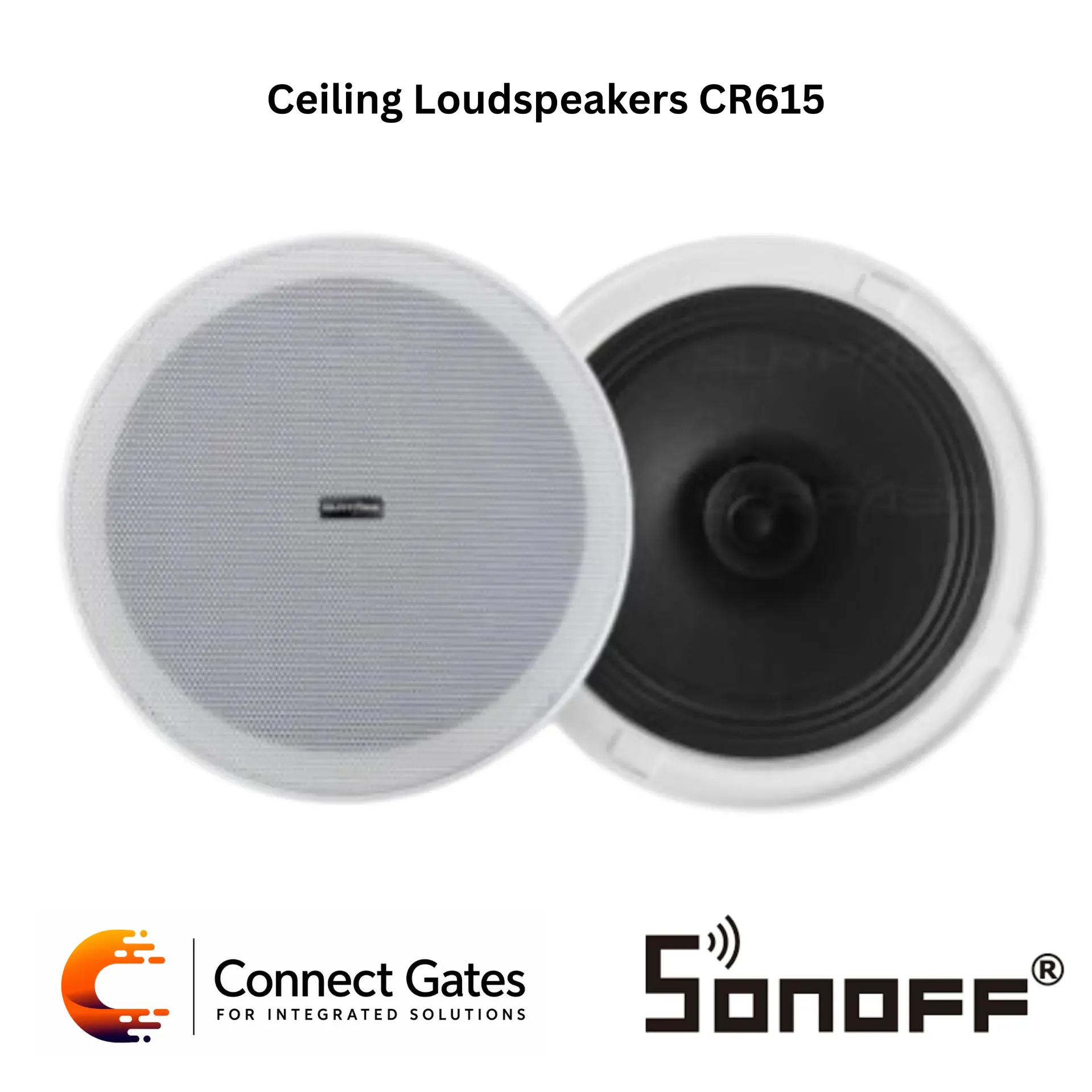 [CR615] SP-CR615 Ceiling Loudspeaker – 6” Frameless Dual Cone Ceiling Speaker, 15W, 8Ω, Indoor Background Music System