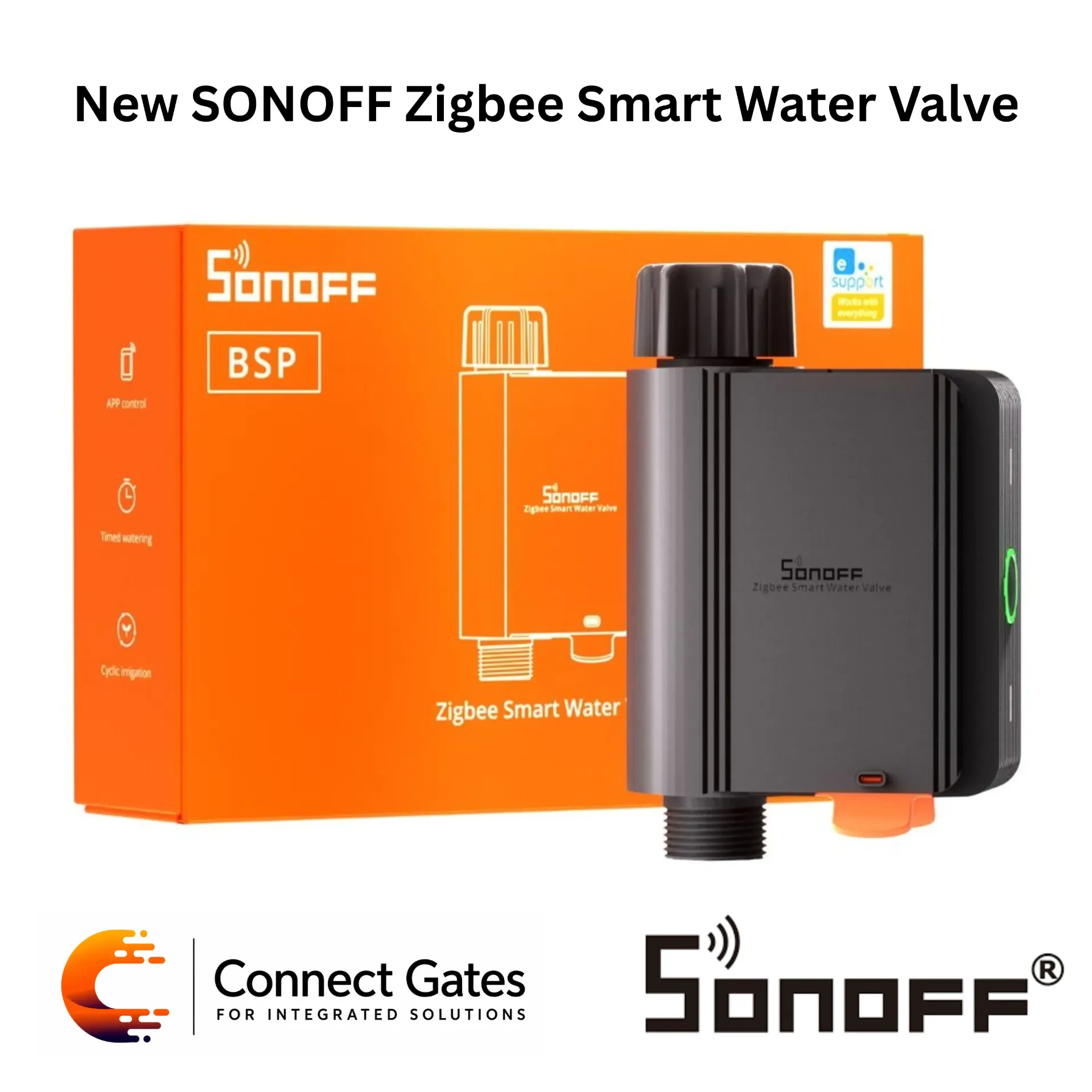 [1127] SONOFF Zigbee Smart Water Valve SWV – Zigbee 3.0 Smart Irrigation Valve, Schedule & Capacity Watering, IP55, eWeLink App, Alexa & Google Home Compatible