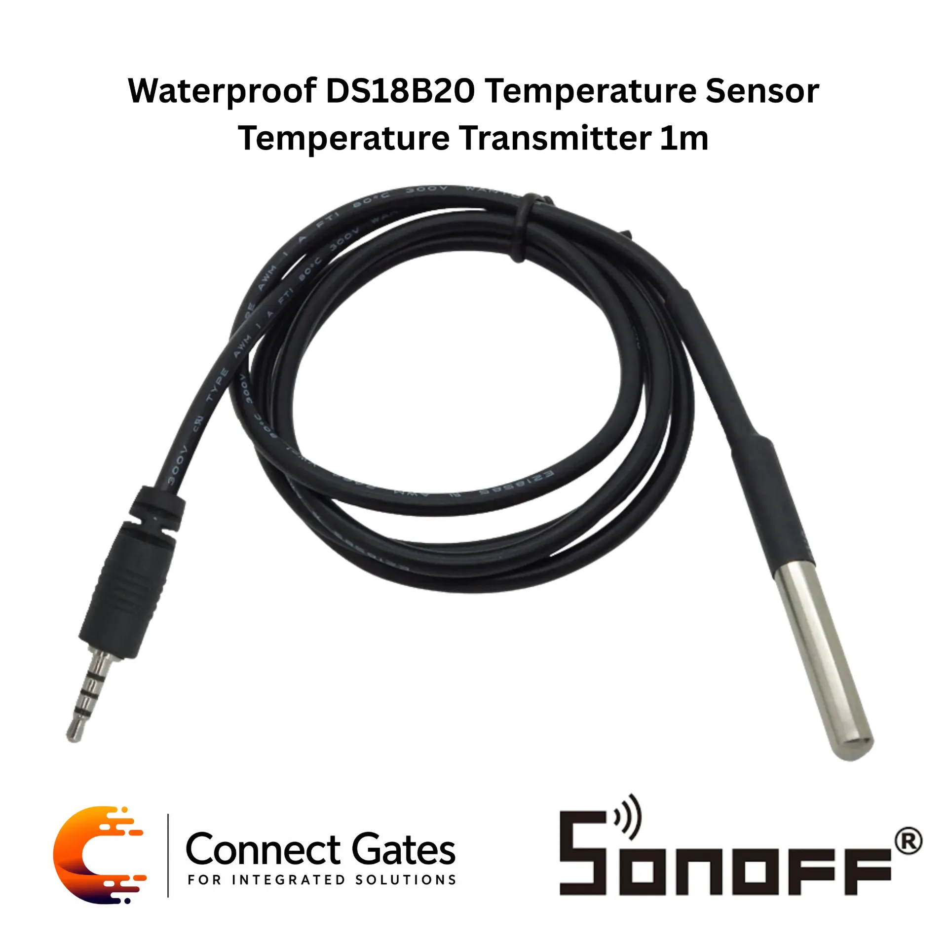[Waterproof DS18B20] SONOFF DS18B20 Waterproof Temperature Sensor 1M – Stainless Steel Probe Temperature Transmitter for Smart Monitoring.