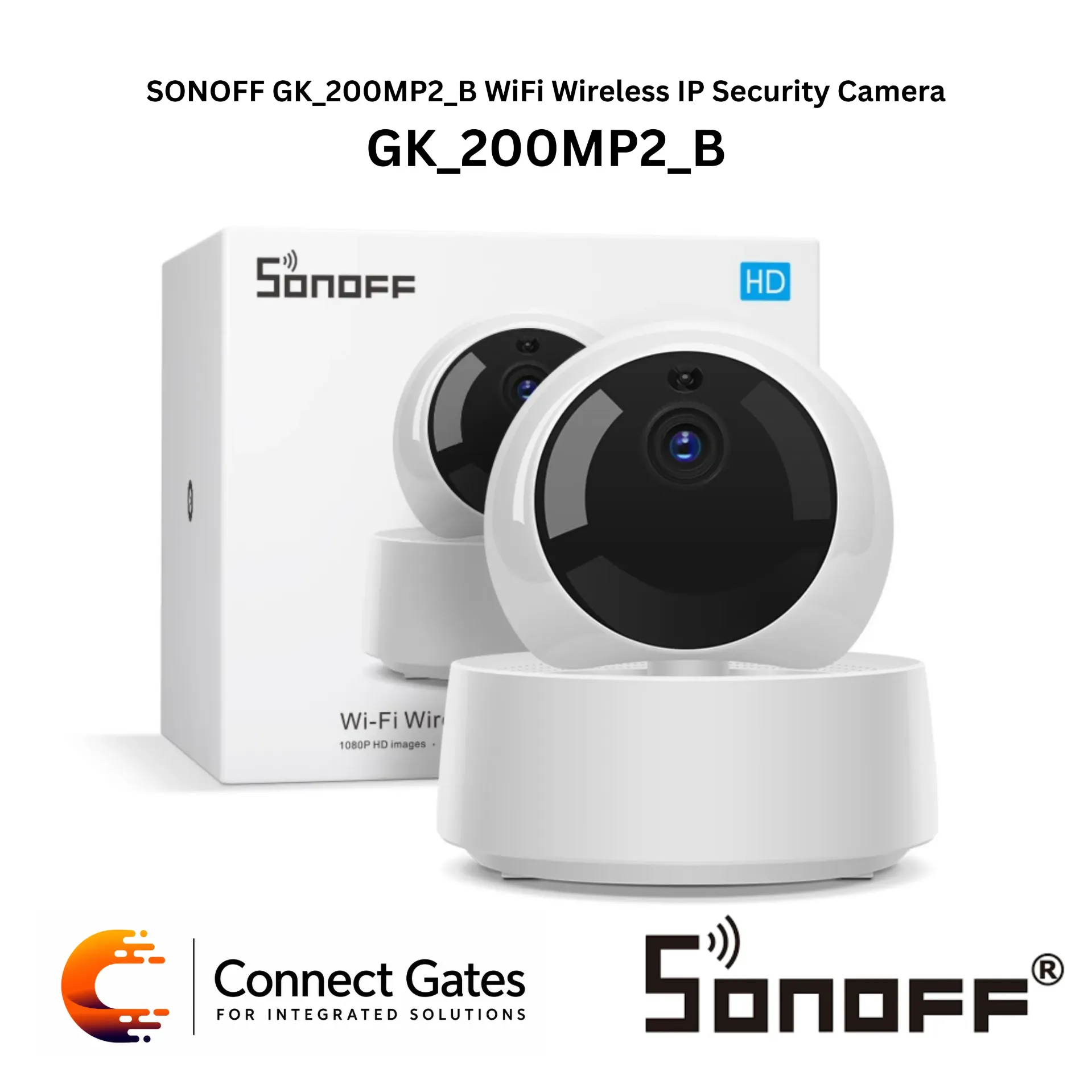 [1065] SONOFF GK-200MP2-B Wi-Fi Wireless IP Security Camera – 1080P Pan-Tilt Indoor Camera, Two-Way Audio, Motion Detection, TF Card Storage & eWeLink App Control