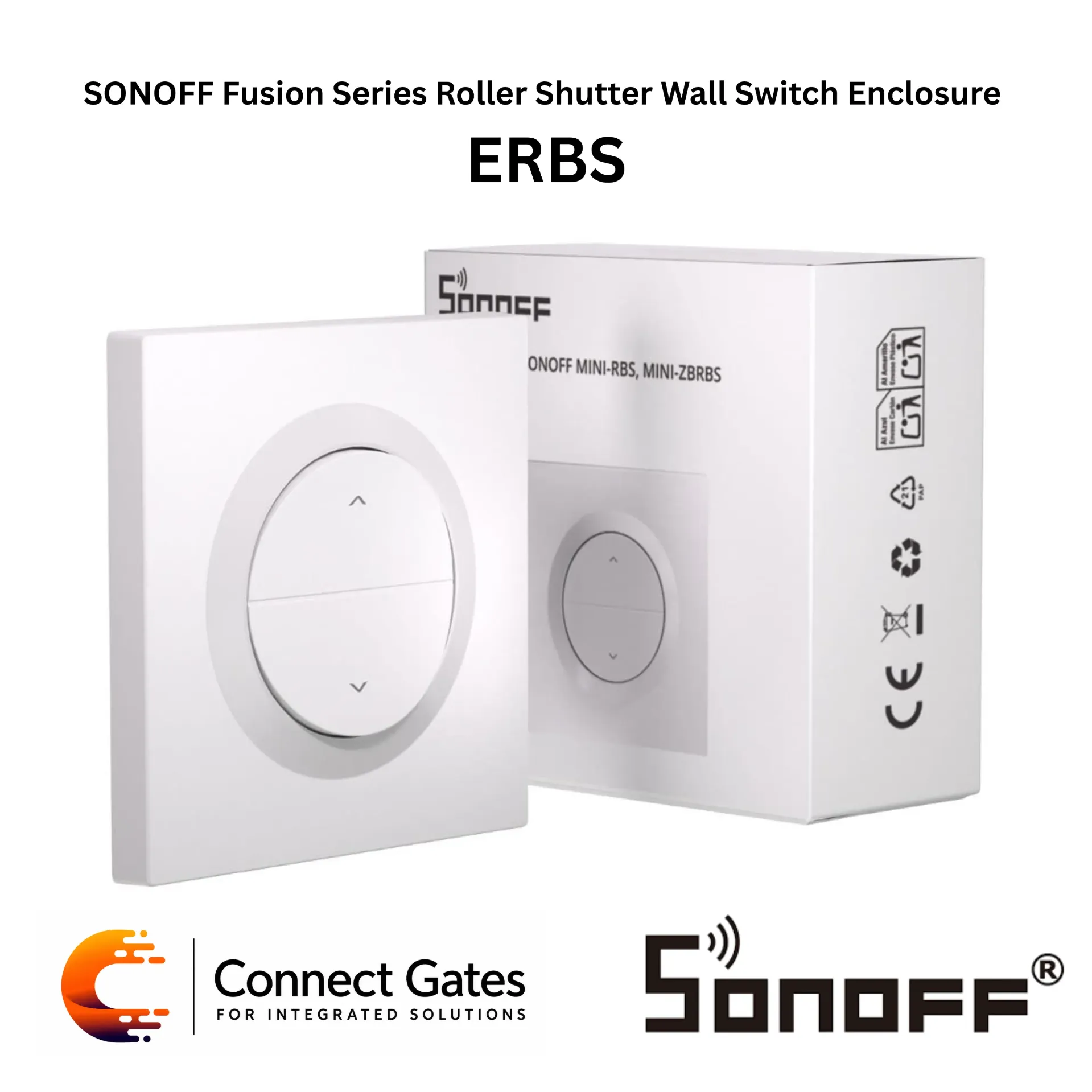 [SONOFF Fusion Series Roller Shutter] SONOFF Fusion Series Roller Shutter Wall Switch Enclosure ERBS – Ultra-Slim Fireproof Wall Switch Enclosure for Roller Shutter Control.
