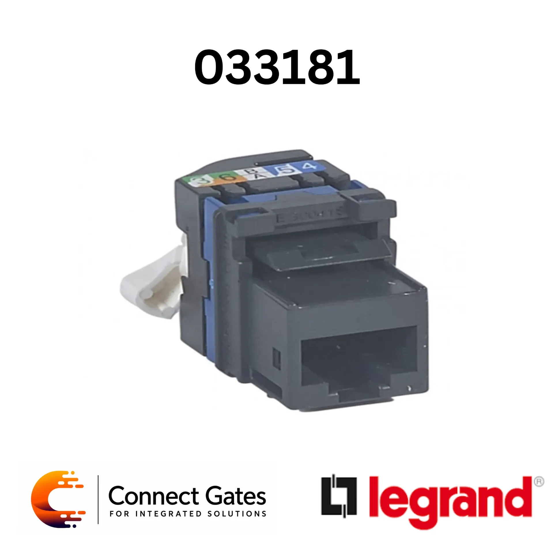 [33181] Legrand 0 331 81 Keystone Cat.6 RJ45 UTP Connector – Grey Fast Connection Socket.