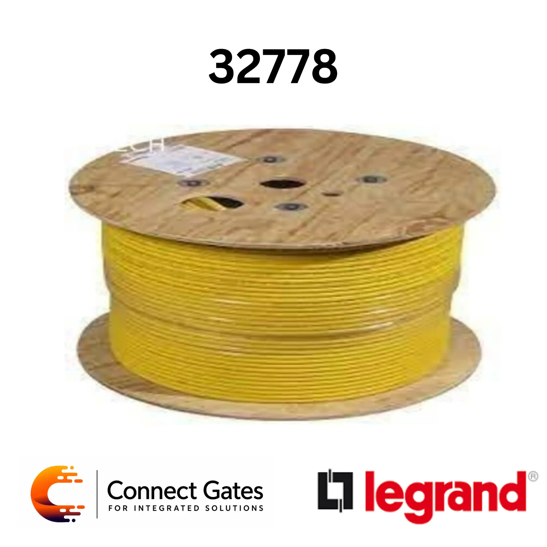 [32778] Legrand 327 78 Cat.6A F/UTP LSZH Network Cable – 500m Yellow Reel, 23AWG, 10G Base-T, PoE++ Ready.