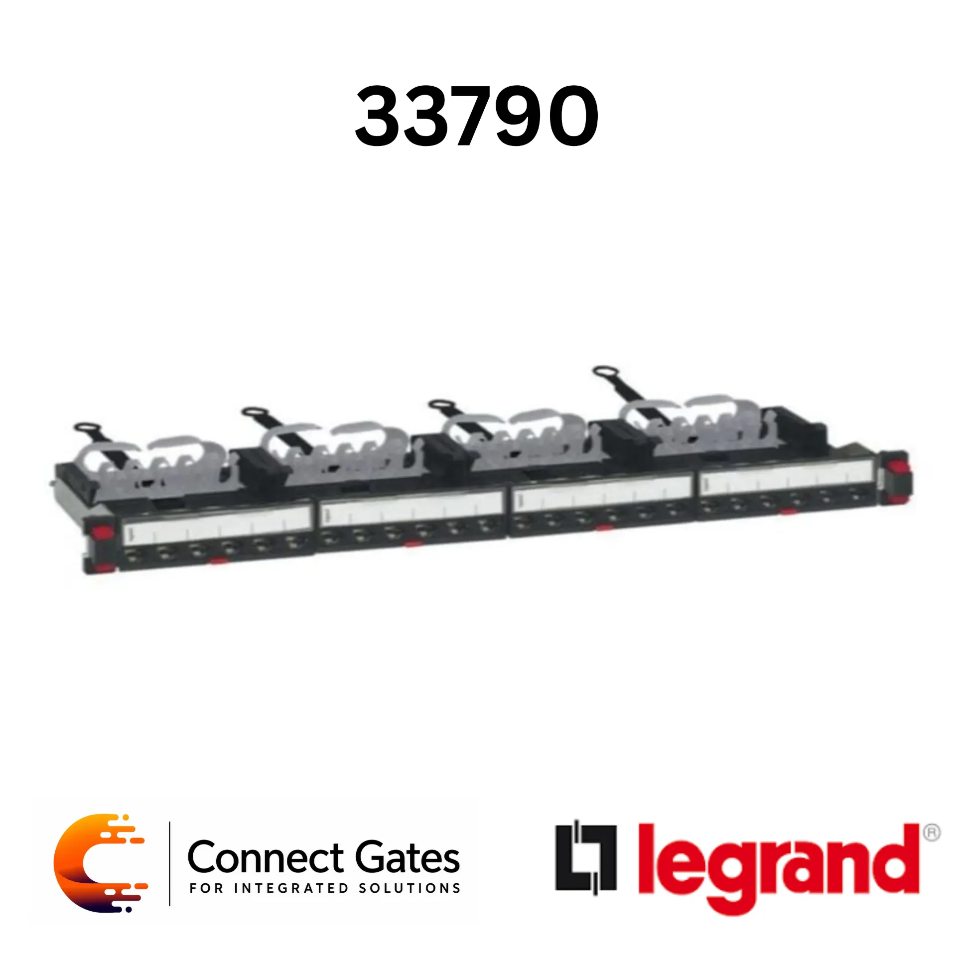 [33790] Legrand 0 337 90 Straight Patch Panel with Cassettes – 24-Port RJ45 Modular 19” 1U Panel.