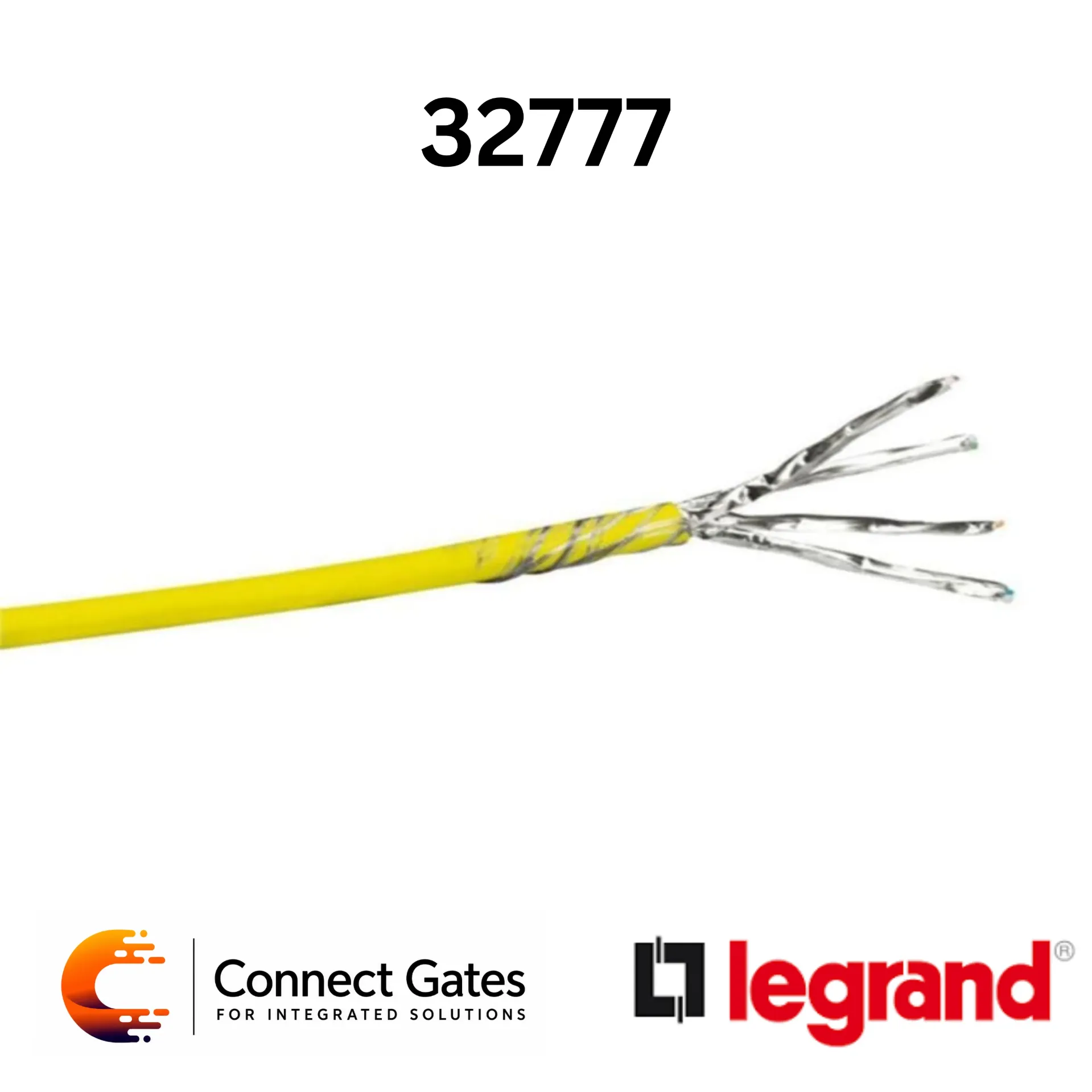 [32777] Legrand 0 327 77 Cat.7 S/FTP LSZH Network Cable – 500m Yellow Reel, 23AWG, 600MHz, PoE++ Ready.