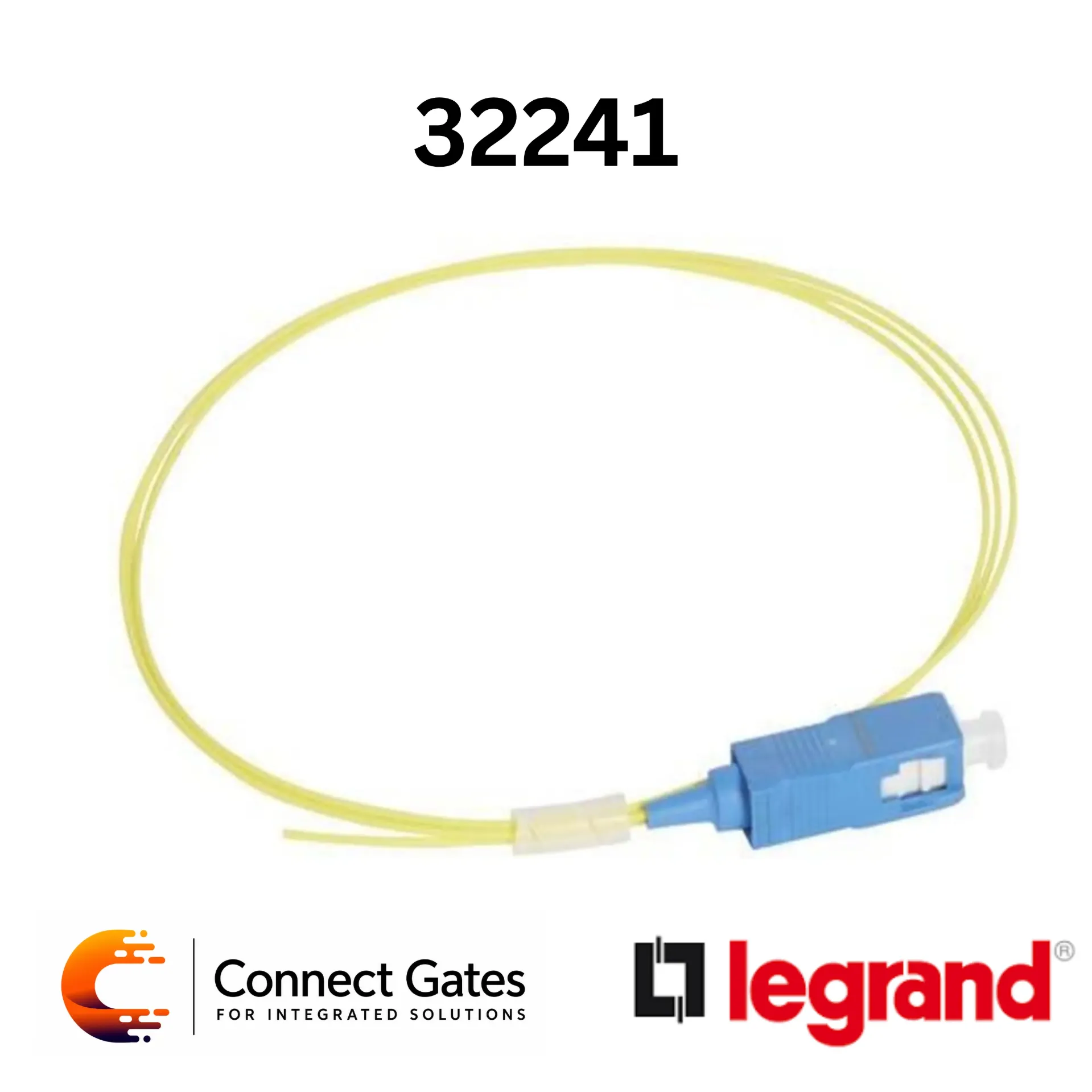 [32241] Legrand 0 322 41 LCS³ OS2 SC UPC Fibre Optic Pigtail – 1m Singlemode G657A2 Core LSZH, 900µm Yellow.