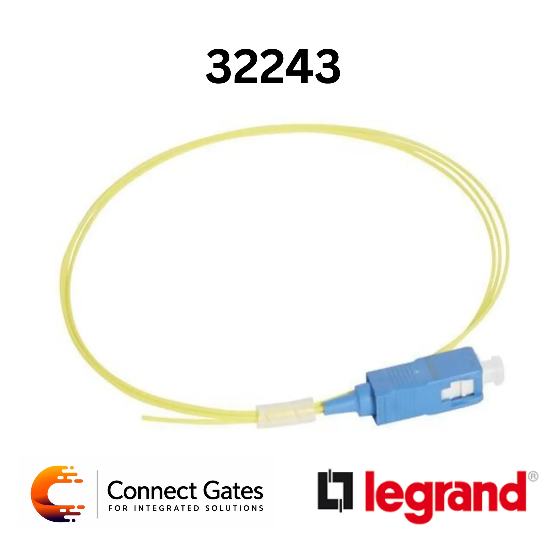 [32243] Legrand 0 322 43 LCS³ OS2 LC UPC Fibre Optic Pigtail – 1m Singlemode G657A2 Core LSZH, 900µm Yellow.