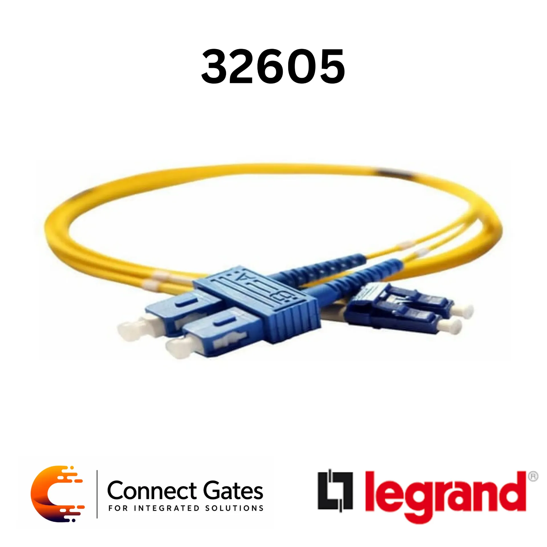 Legrand LCS3 0 326 05 SC/LC Duplex OS1a/OS2 Singlemode Fibre Optic Patch Cord – 9/125 μm, 3M, Core Performance, LSZH
