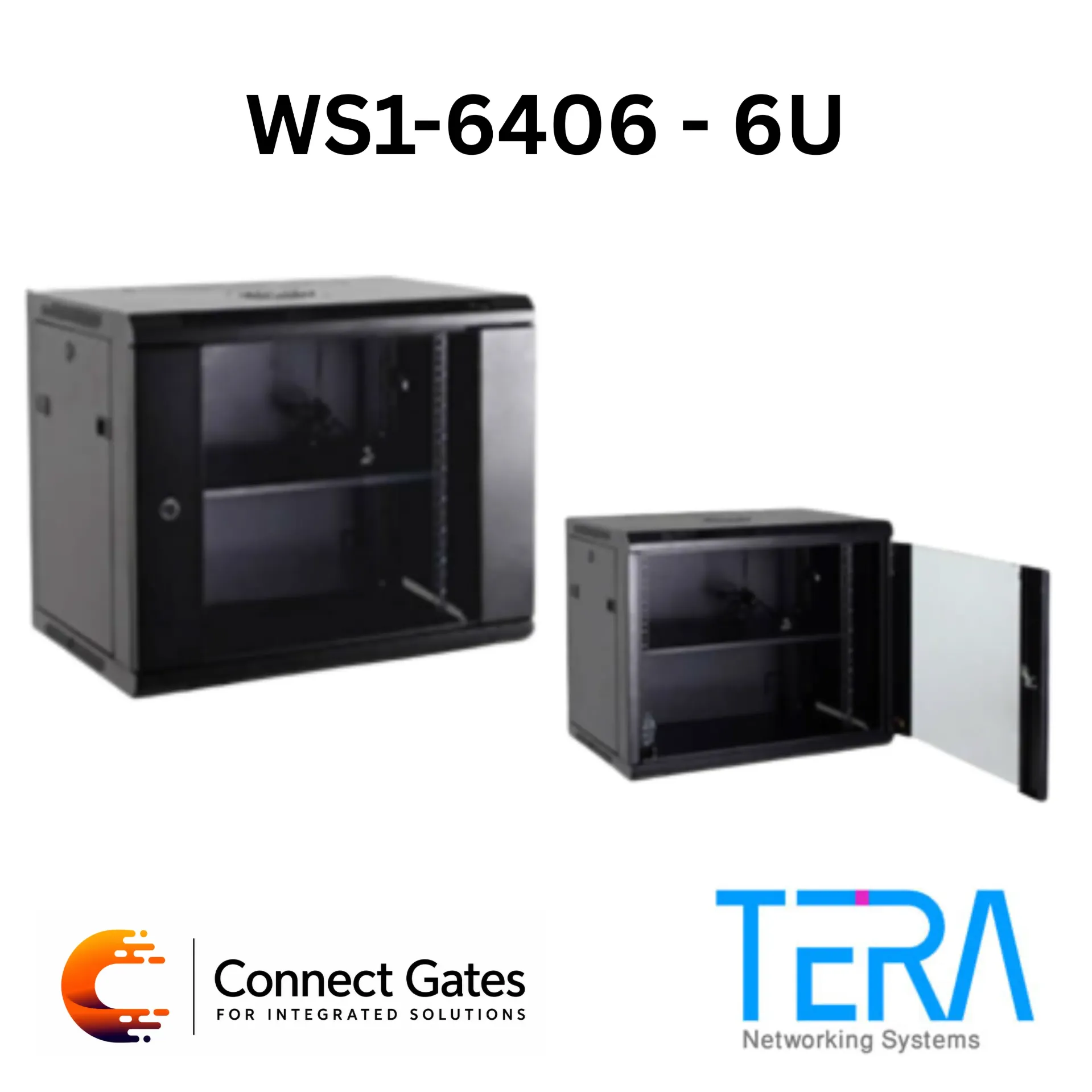 [ws1-6406] TERA WS1-6406 6U Wall Mount Network Rack Cabinet – 600×450mm, Glass Door, Fan, Shelf & 6-Outlet Power Strip.
