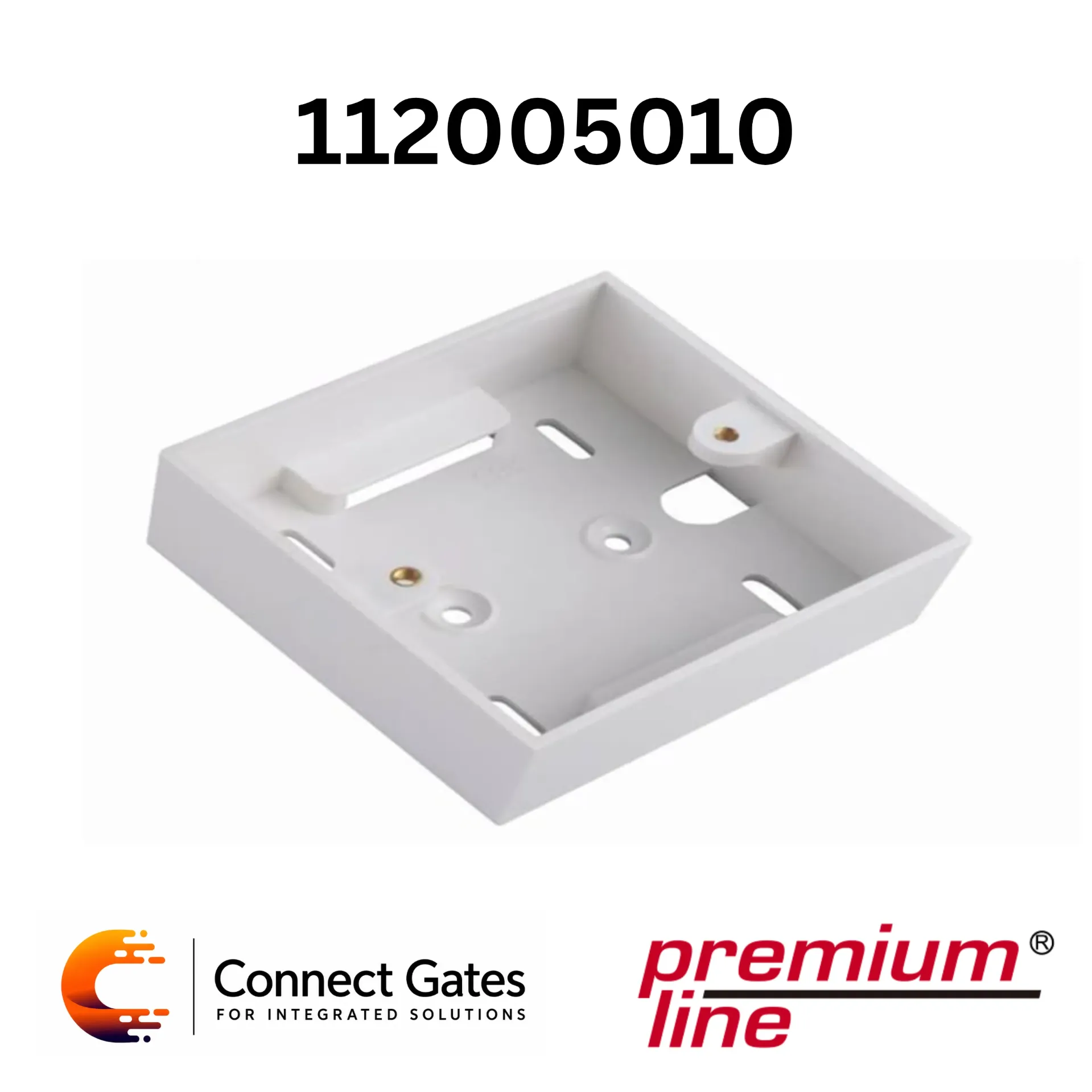 [112005010] Premium-Line 112005010 Wall Mounted Back Box – 86×86×36.8mm, ABS, Rear & Side Cable Entries, White.