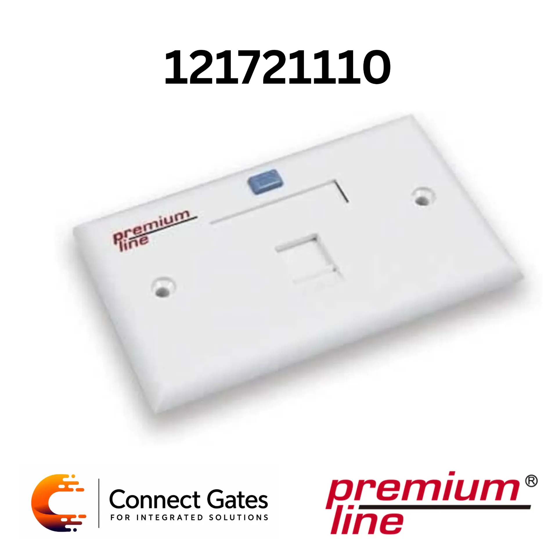 [121721110] Premium-Line 121721110 USA 1-Port Face Plate – 90° Entry, 70×115mm, Integral Molding, Shutter Type with Icon, White.