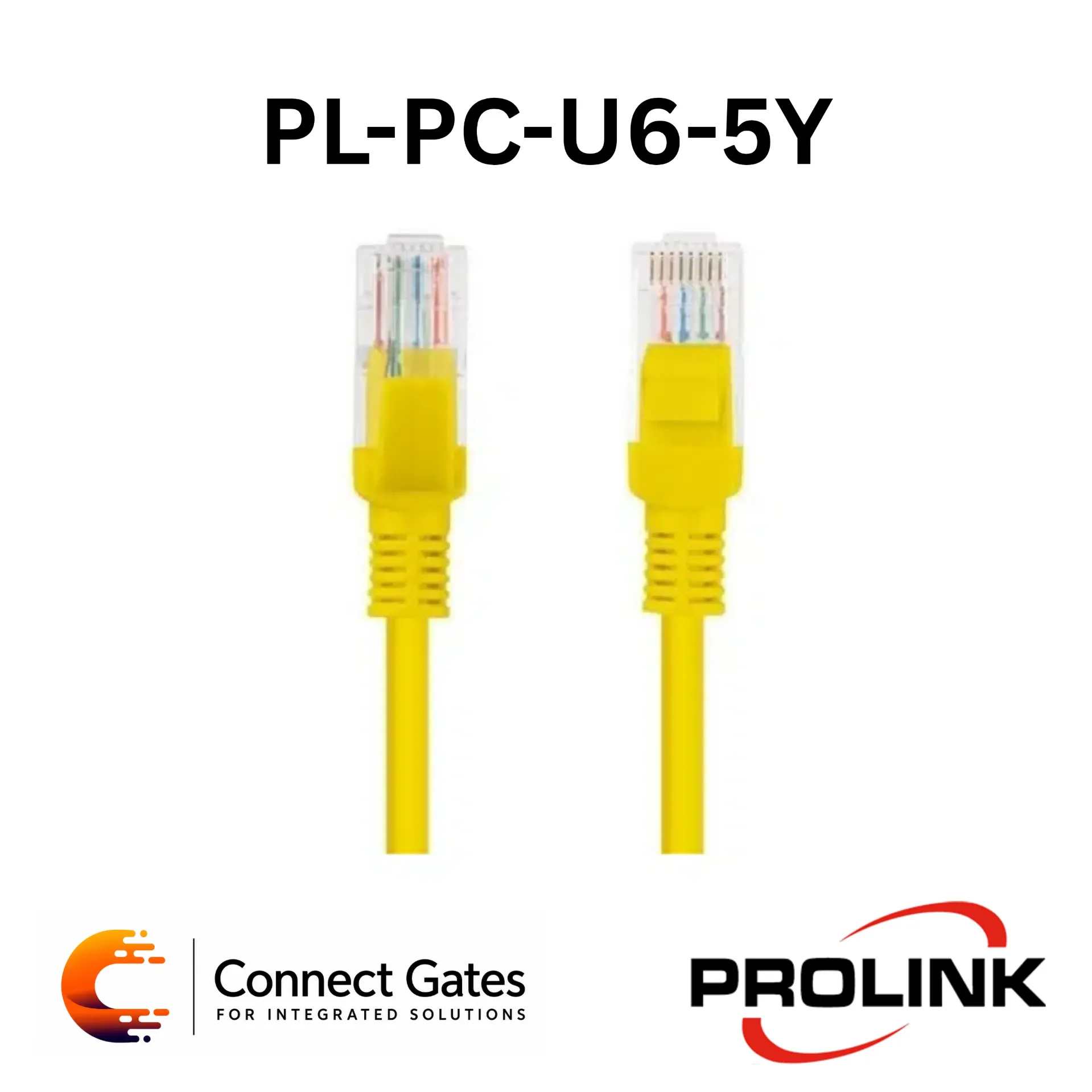 [PL-PC-U6-5Y] PROLINK PL-PC-U6-5Y Cat6 U/UTP Patch Cord – 5m, LSZH Jacket, T568B Wiring, Yellow.