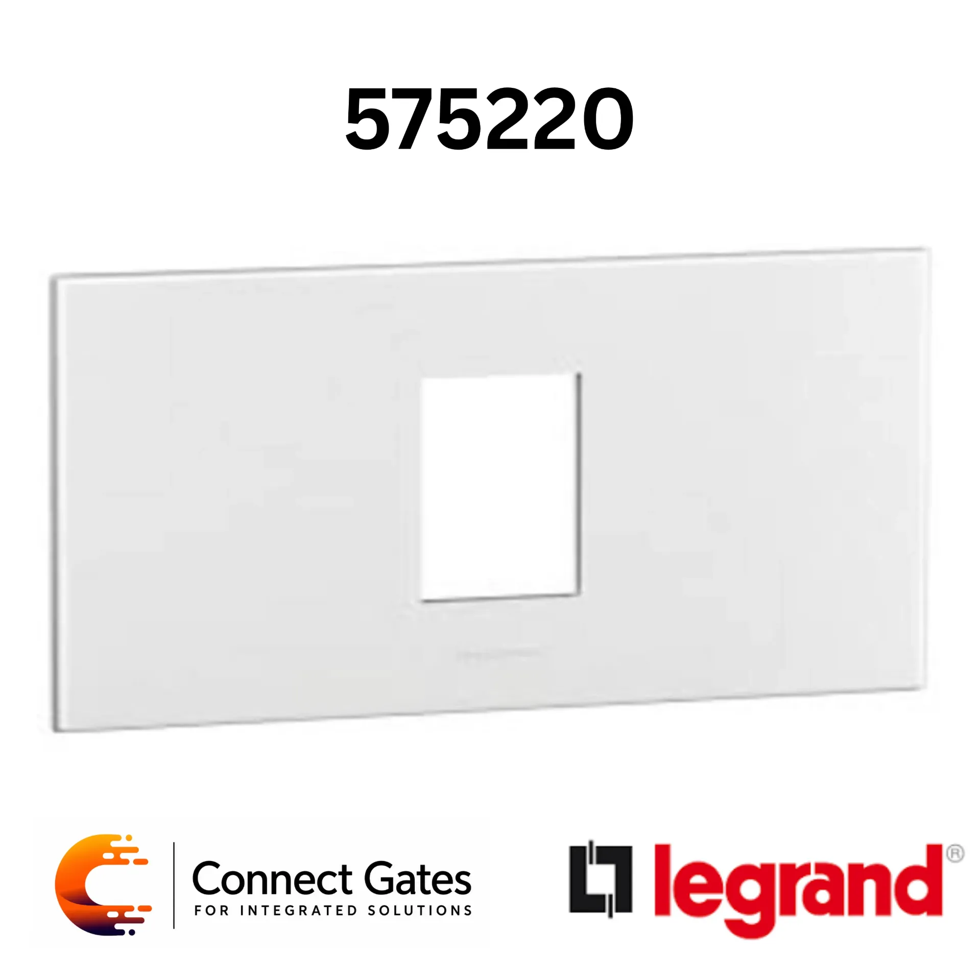 [575220] Legrand Arteor 5 752 20 White Plate for Italian Standard – 1 Module, Square, Clip Fixing.