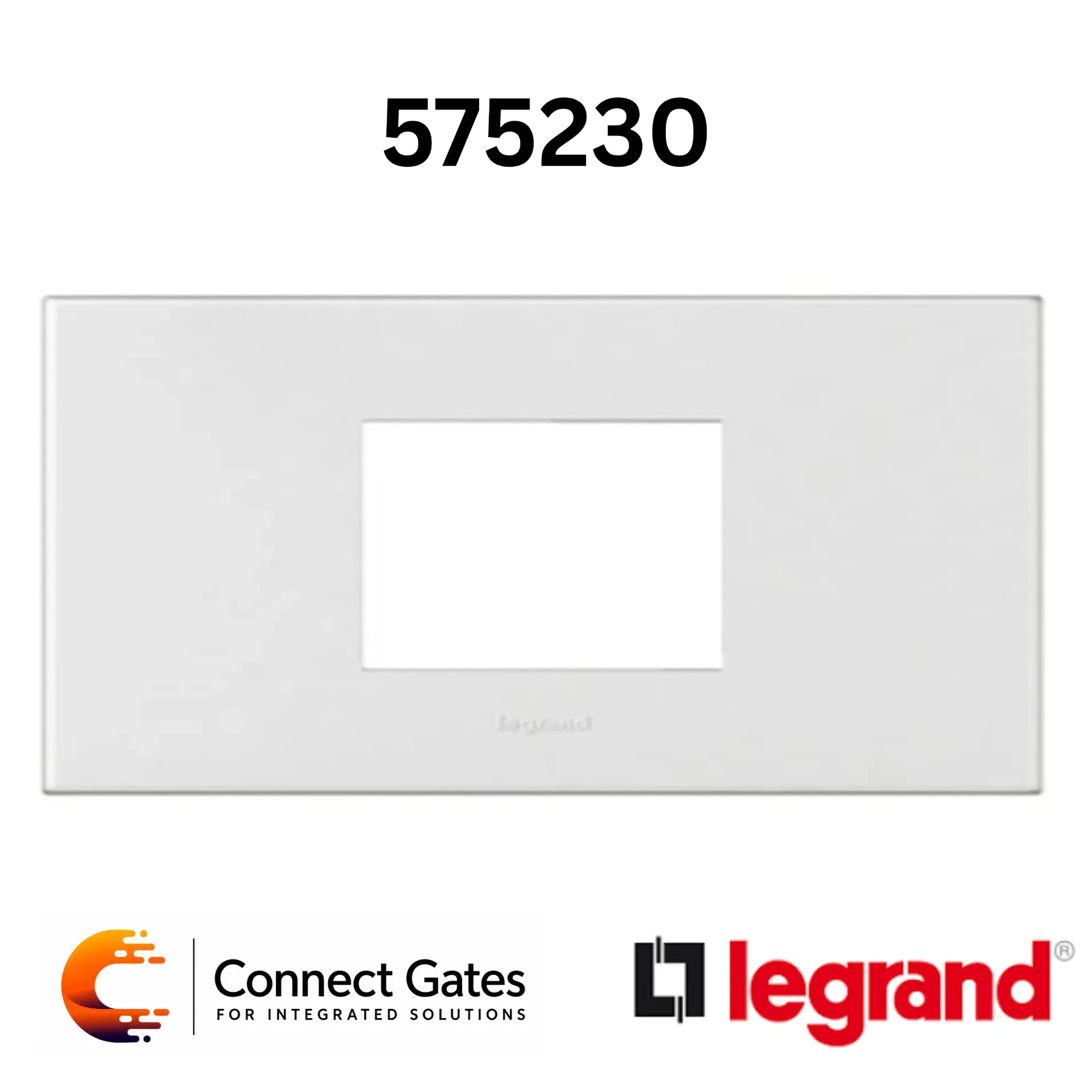 Legrand Arteor 5 752 30 White Plate for Italian Standard – 2 Modules, Square, Clip Fixing.