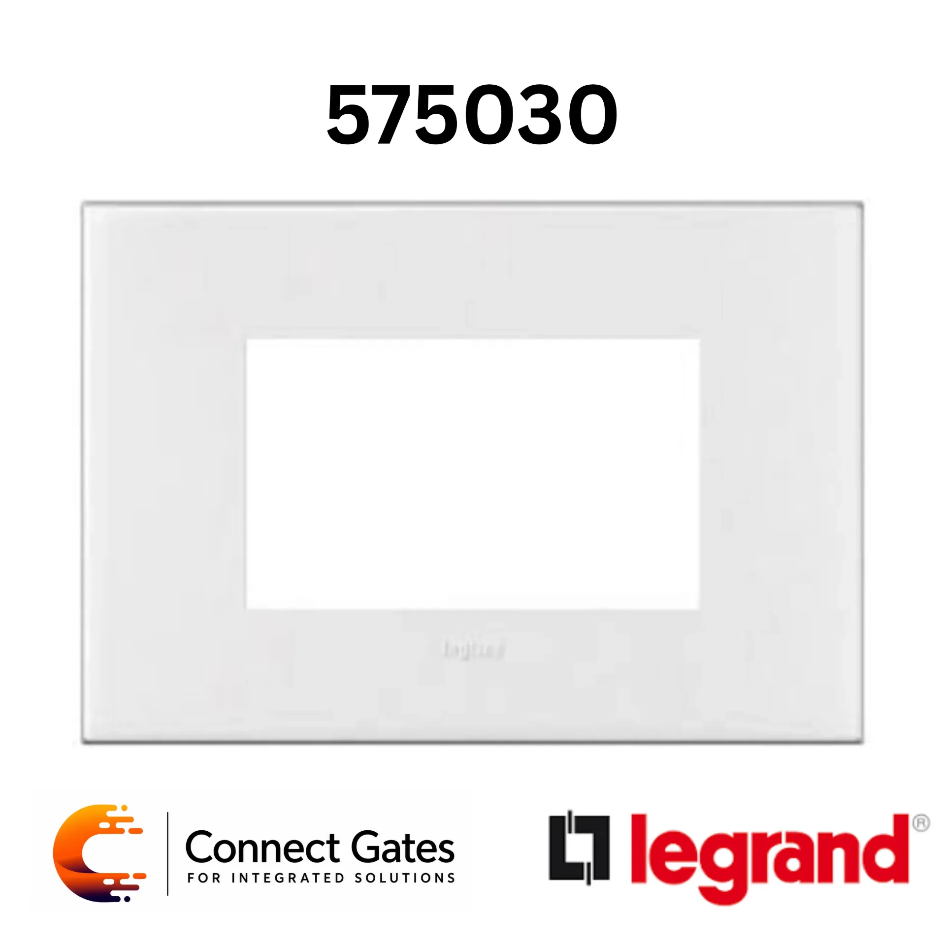 [575030] Legrand Arteor 5 750 30 White Plate for Franco-Belgian and German Standard – 4 Modules, Square, Clip Fixing.