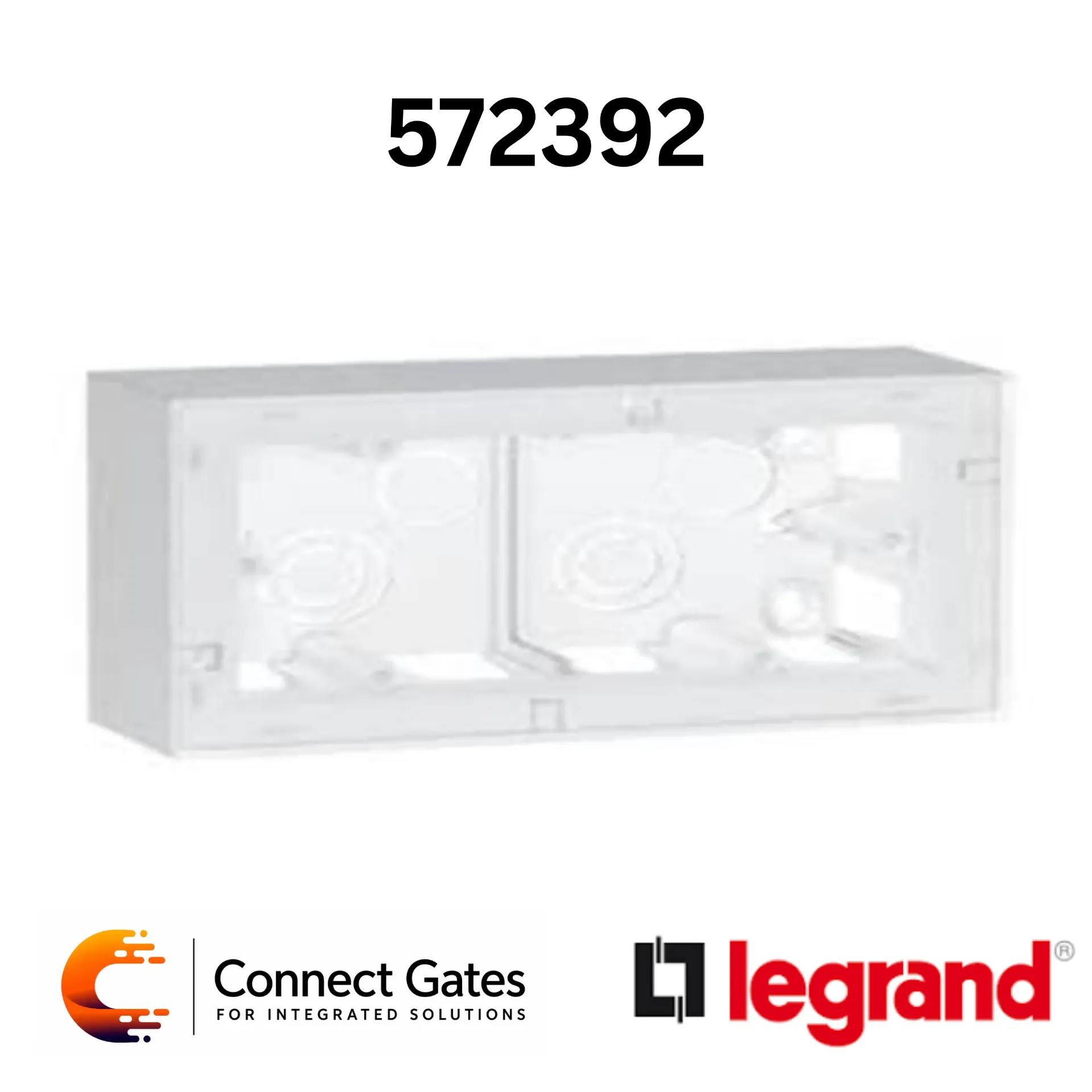 Legrand Arteor 572392 Surface Mounting Box – 4 Modules, 2 Gang, 48mm Depth, British/German/French Standard.