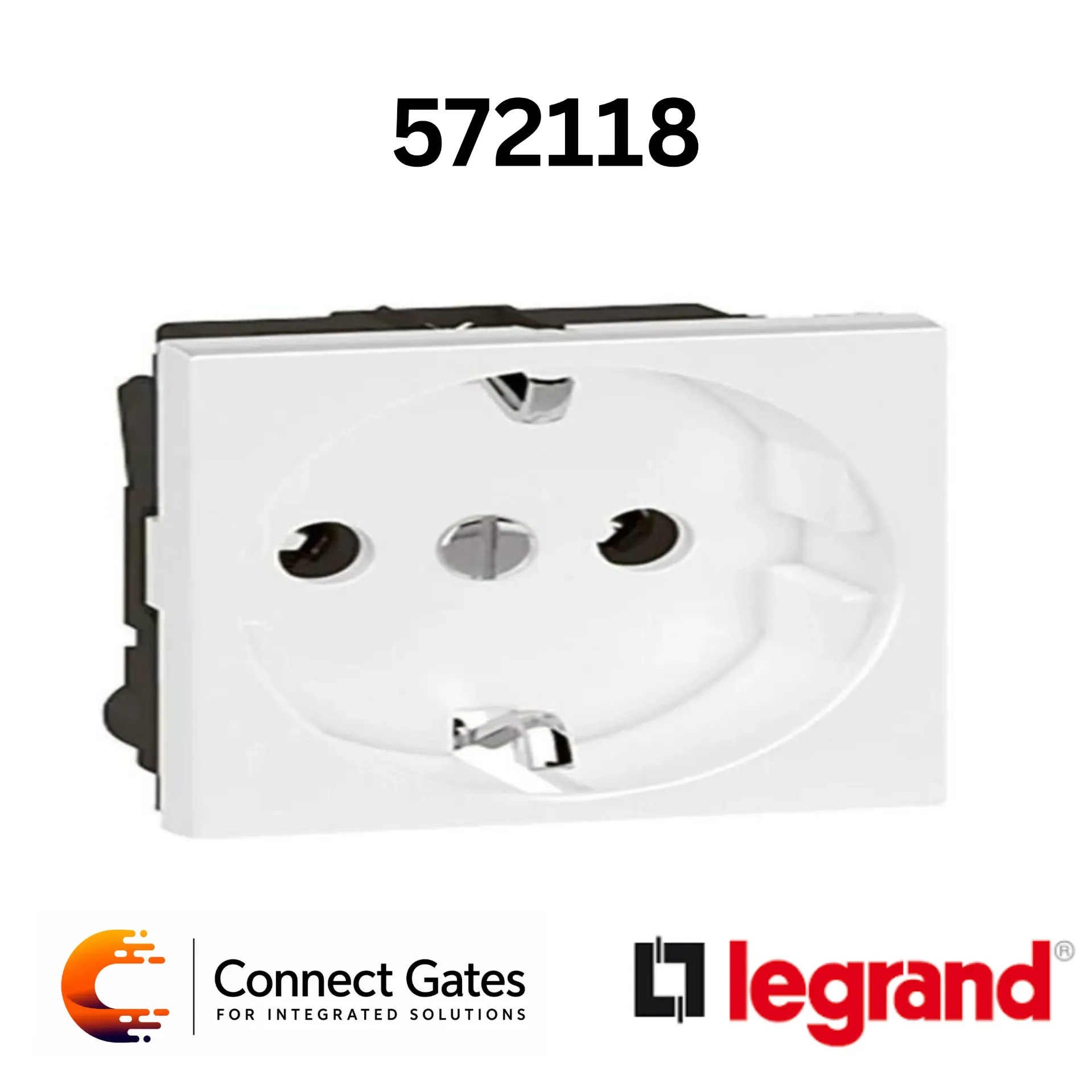 Legrand Arteor 572118 German Socket Outlet 2P+E – 2 Modules, 16A, 250V AC, White.