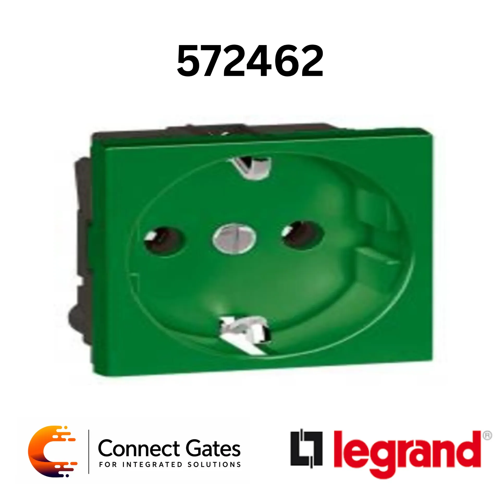 Legrand Arteor 572462 German Socket Outlet 2P+E – 2 Modules, 16A, 250V AC, Green.