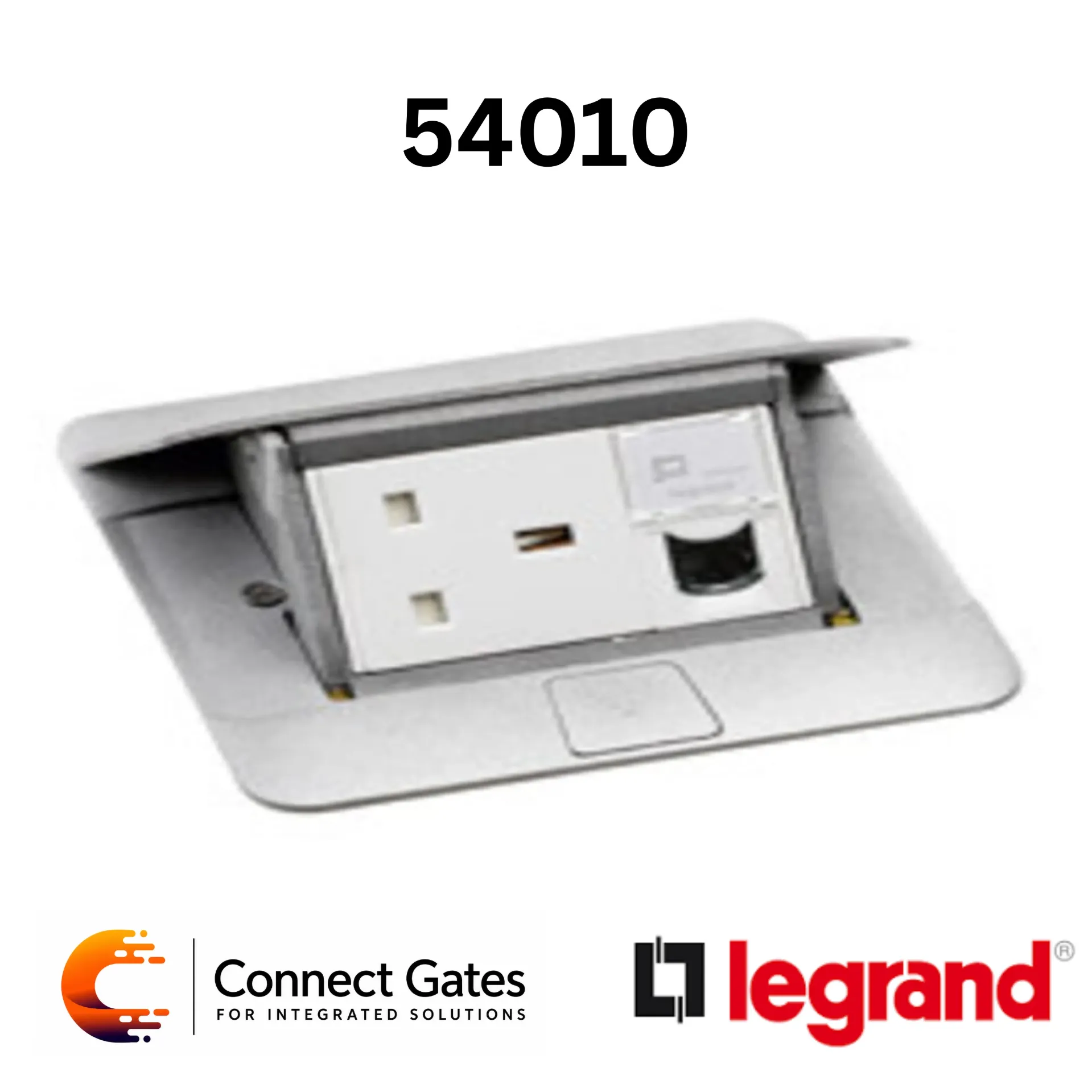 Legrand Pop-Up Floor 054010 – 3 Modules, Matt Aluminium, for Mosaic Wiring Devices.