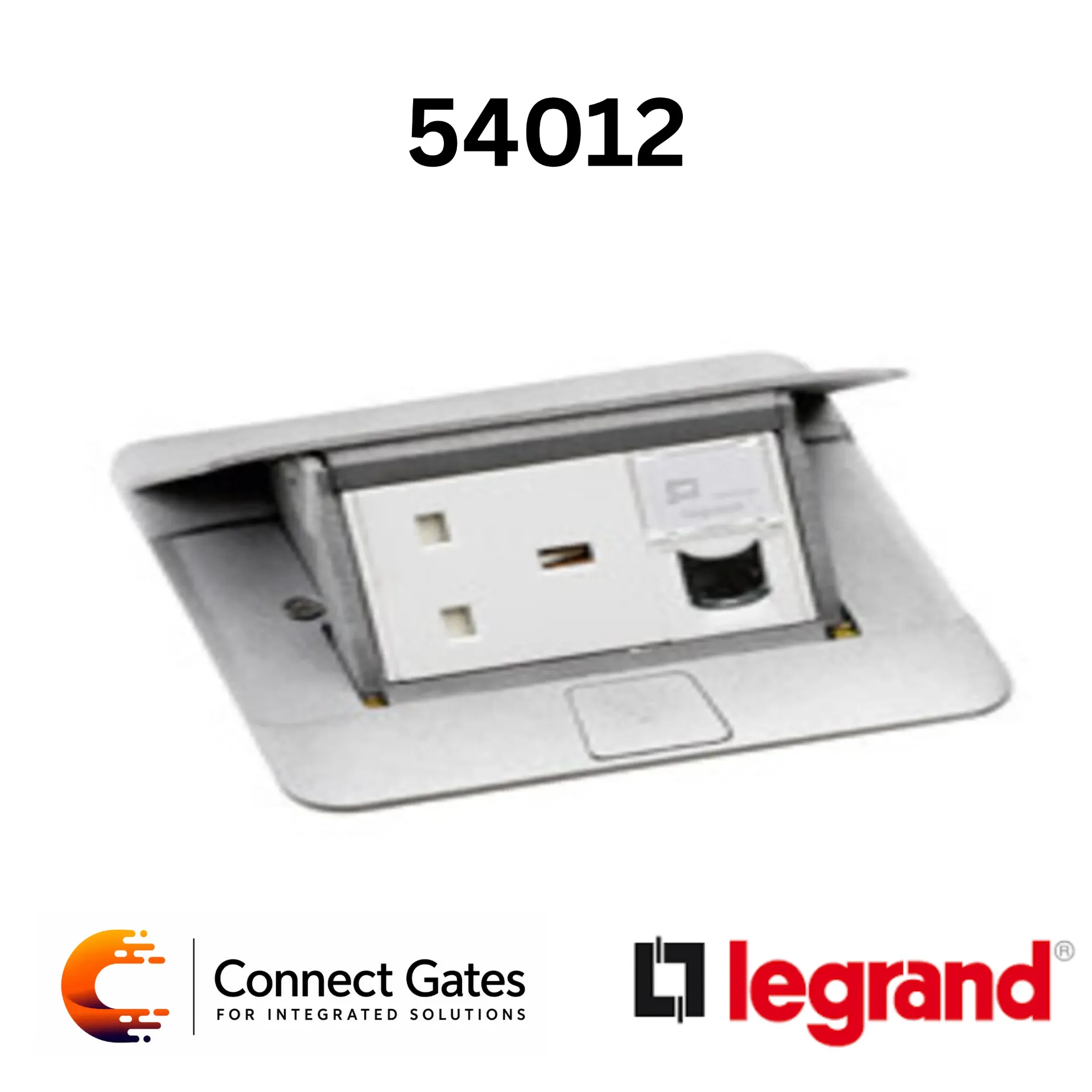 [54012] Legrand Pop-Up Floor 054012 – 6 Modules, Matt Aluminium, for Mosaic Wiring Devices.