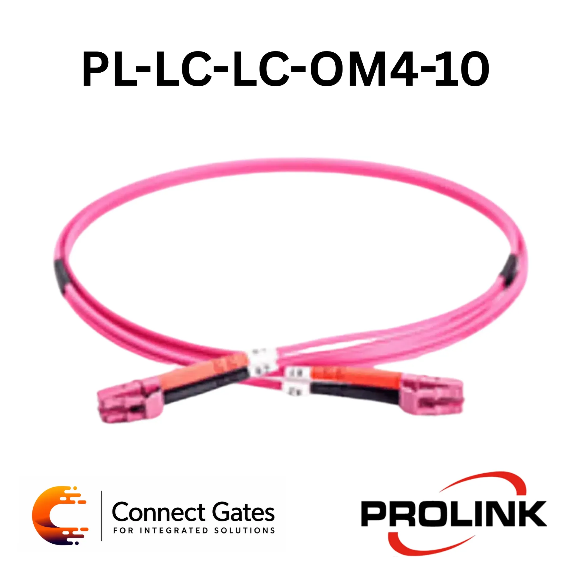 PROLINK PL-LC-LC-OM4-10 OM4 Multimode Fiber Optic Patch Cord – LC to LC Duplex, 10m, 50/125µm, LSZH Jacket.