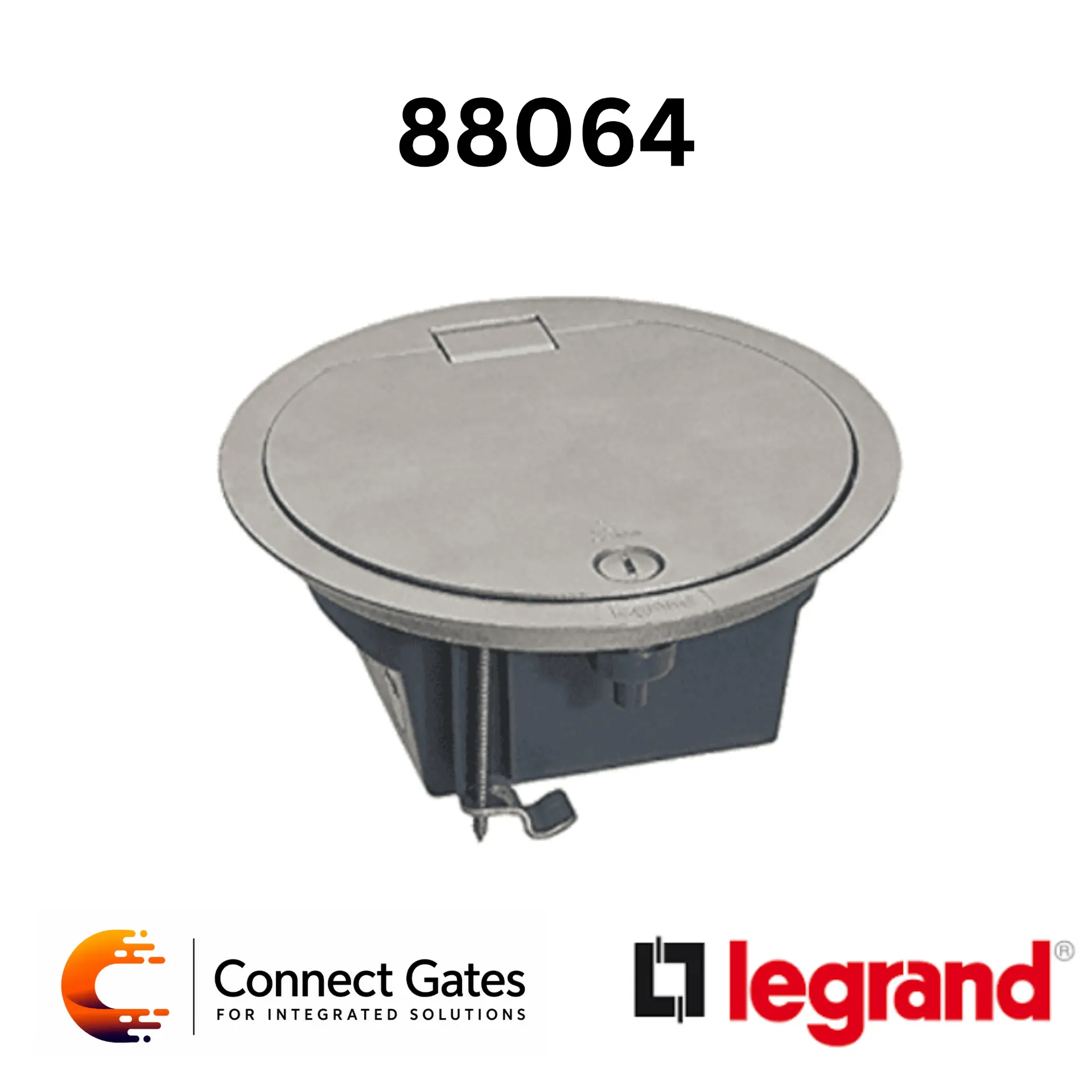 Legrand 088064 IP66 Floor Box – 4 Modules, Hinged Lid, Stainless Steel Finish.