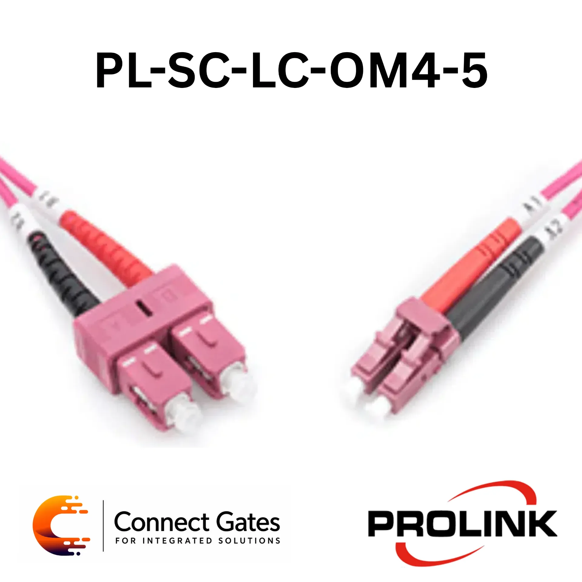 PROLINK PL-SC-LC-OM4-5 OM4 Multimode Fiber Optic Patch Cord – SC to LC Duplex, 5m, 50/125µm, LSZH Jacket.