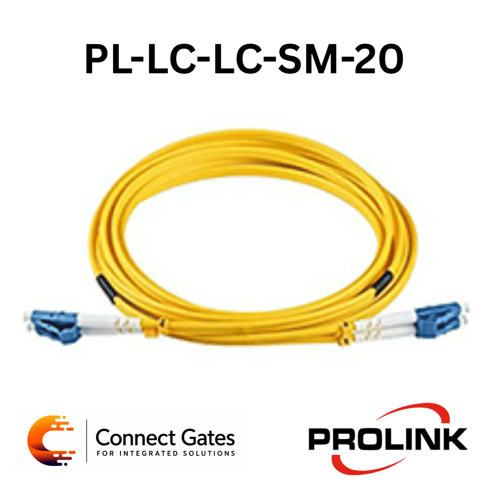 PROLINK PL-LC-LC-SM-20 Single-Mode Fiber Optic Patch Cord – LC to LC Duplex, 20m, 9/125µm, LSZH Jacket.