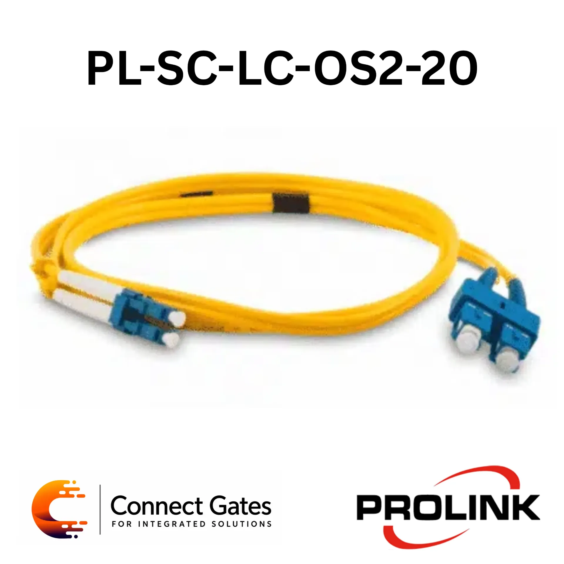 Prolink PL-SC-LC-OS2-20 SC to LC OS2 Single Mode Fibre Optic Patch Cord – 9/125 μm, 20 Meter, LSZH Jacket