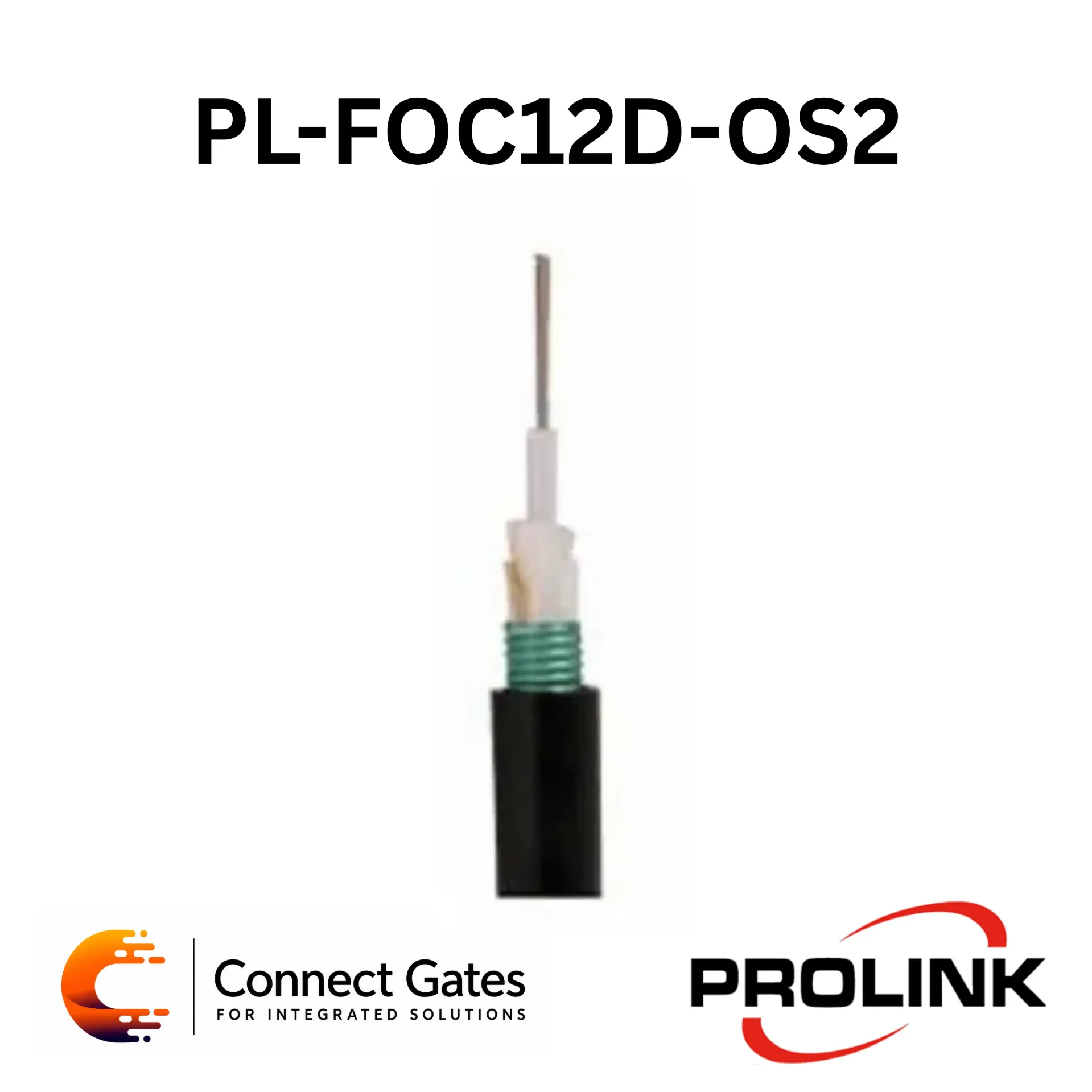 Prolink PL-FOC12D-OS2 Double Armored Central Loose Tube Fibre Optic Cable – 12 Core, Single Mode OS2 9/125, Outdoor PE Jacket