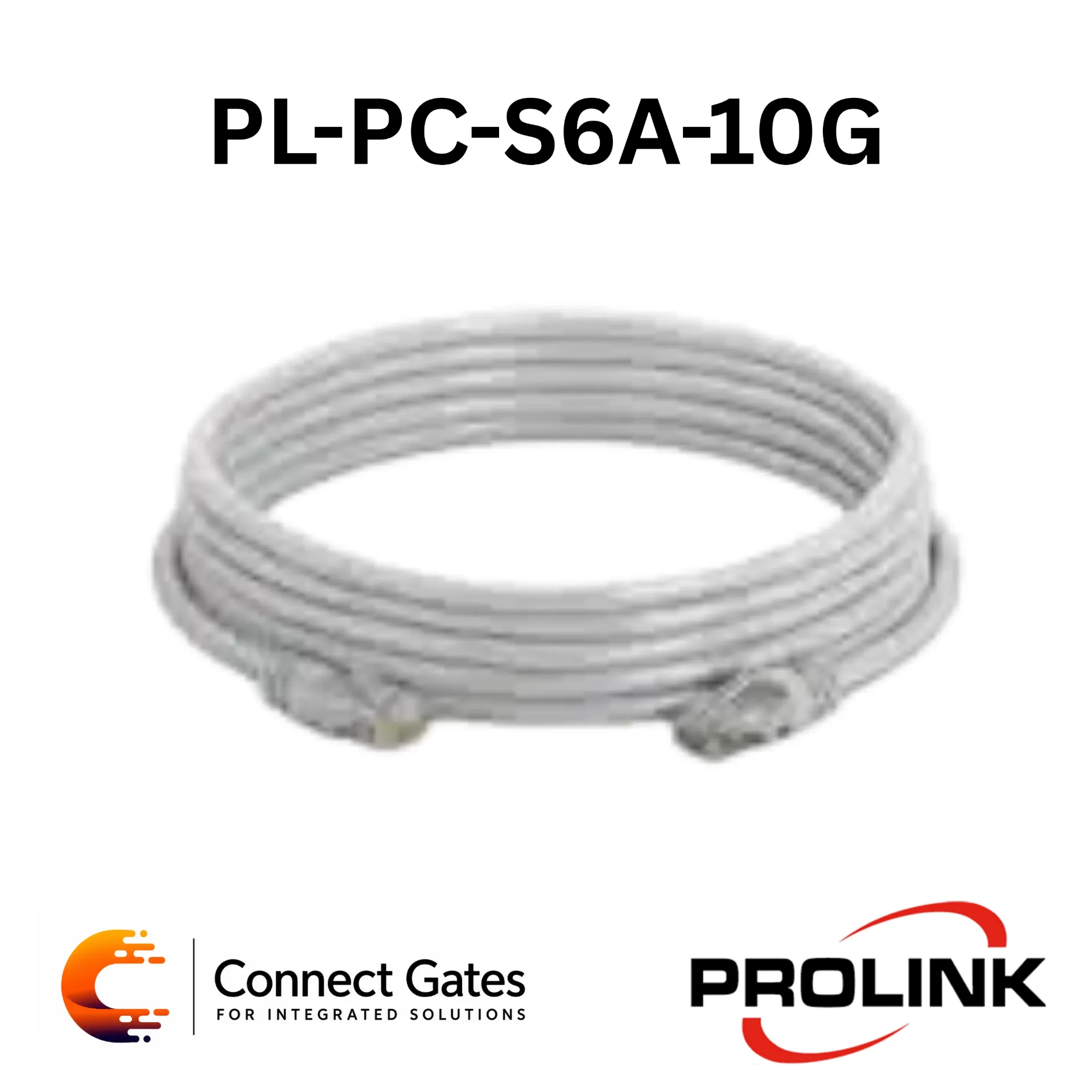 Prolink PL-PC-S6A-10G Cat6A UTP Network Patch Cord – 10 Meter, Grey, High-Speed RJ45 Ethernet Cable