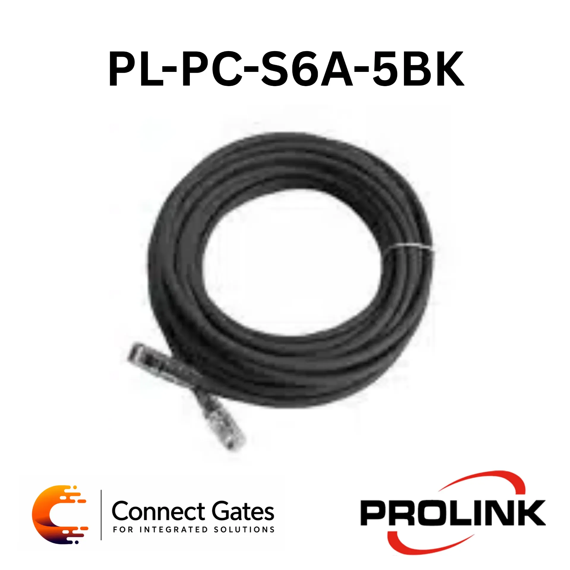 [PL-PC-S6A-5BK] Prolink PL-PC-S6A-5BK Cat6A UTP Network Patch Cord – 5 Meter, Black, High-Speed RJ45 Ethernet Cable