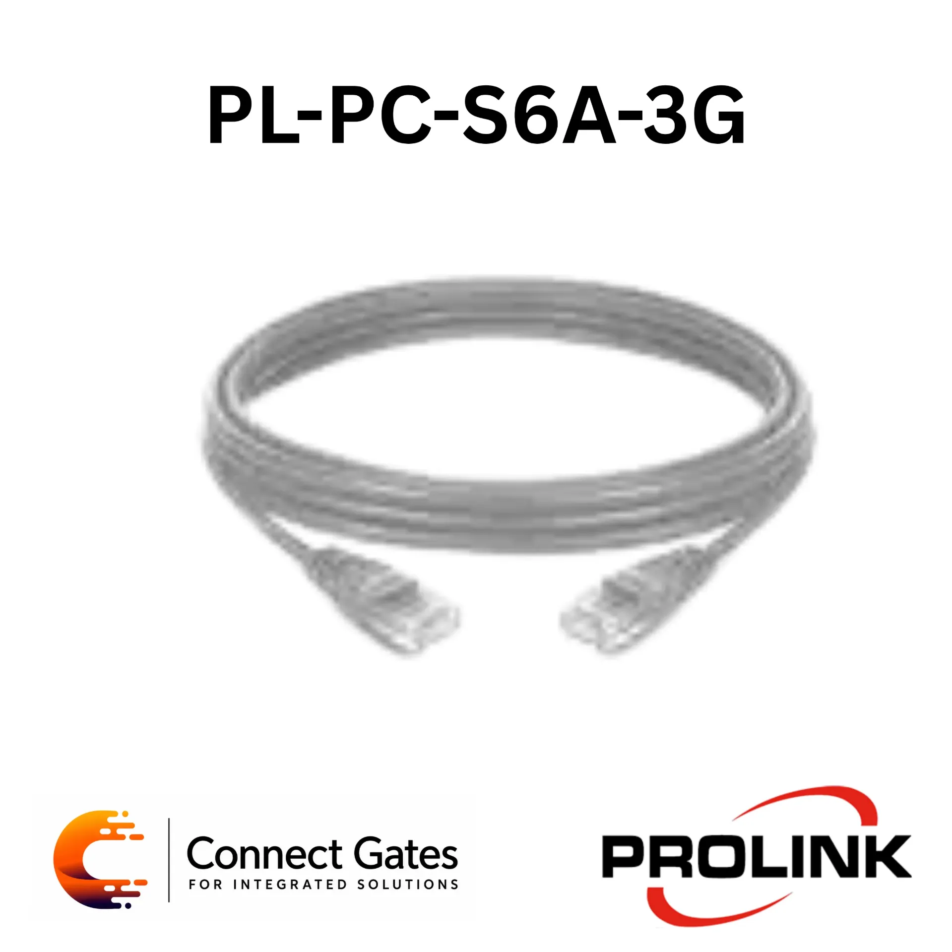 Prolink PL-PC-S6A-3G Cat6A UTP Network Patch Cord – 3 Meter, Grey, High-Speed RJ45 Ethernet Cable