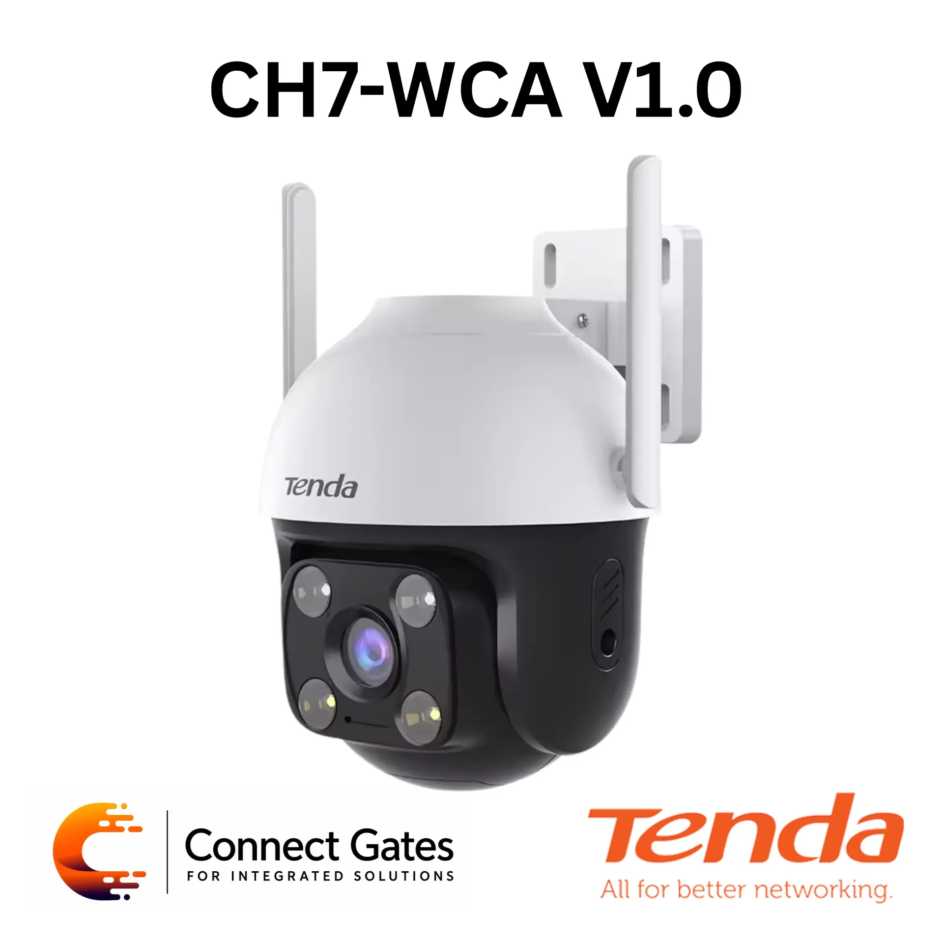[CH7-WCA V1.0] Tenda CH7-WCA 4MP Outdoor Wi-Fi Pan/Tilt Camera – Full-Color Outdoor Camera with Human & Vehicle Detection, Dual Antenna & Two-Way Audio