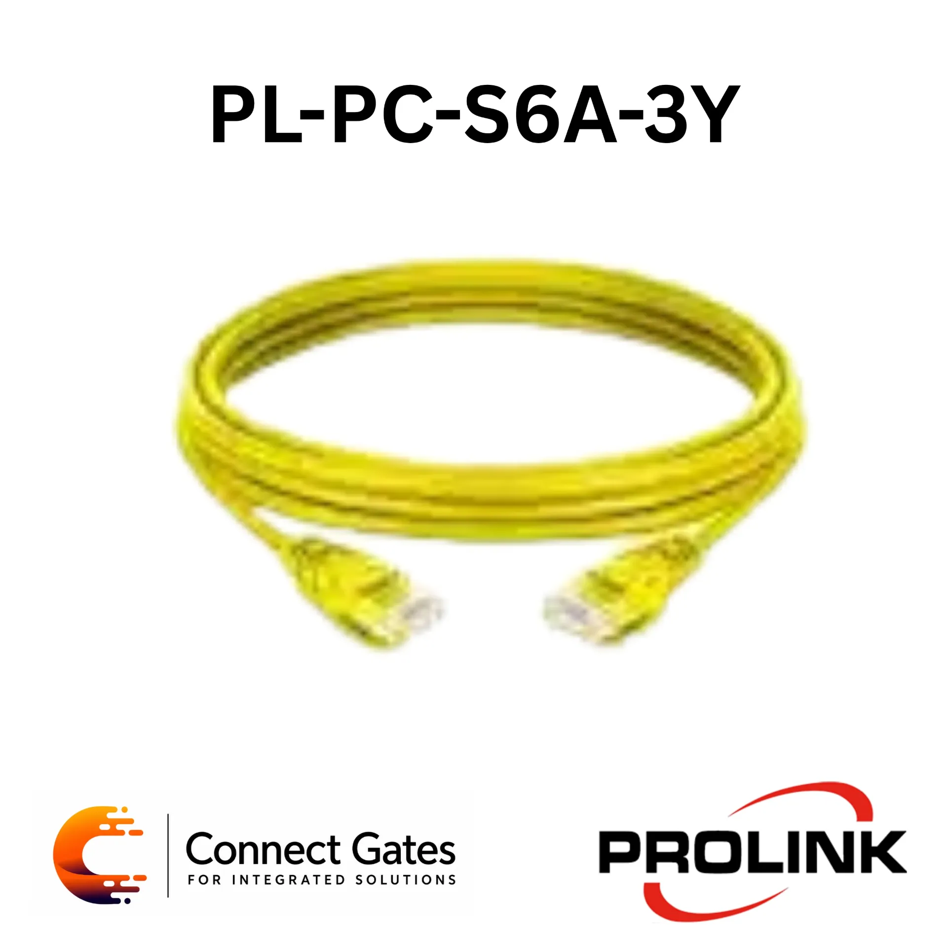 [PL-PC-S6A-3Y] Prolink PL-PC-S6A-3Y Cat6A UTP Network Patch Cord – 3 Meter, Yellow, High-Speed RJ45 Ethernet Cable