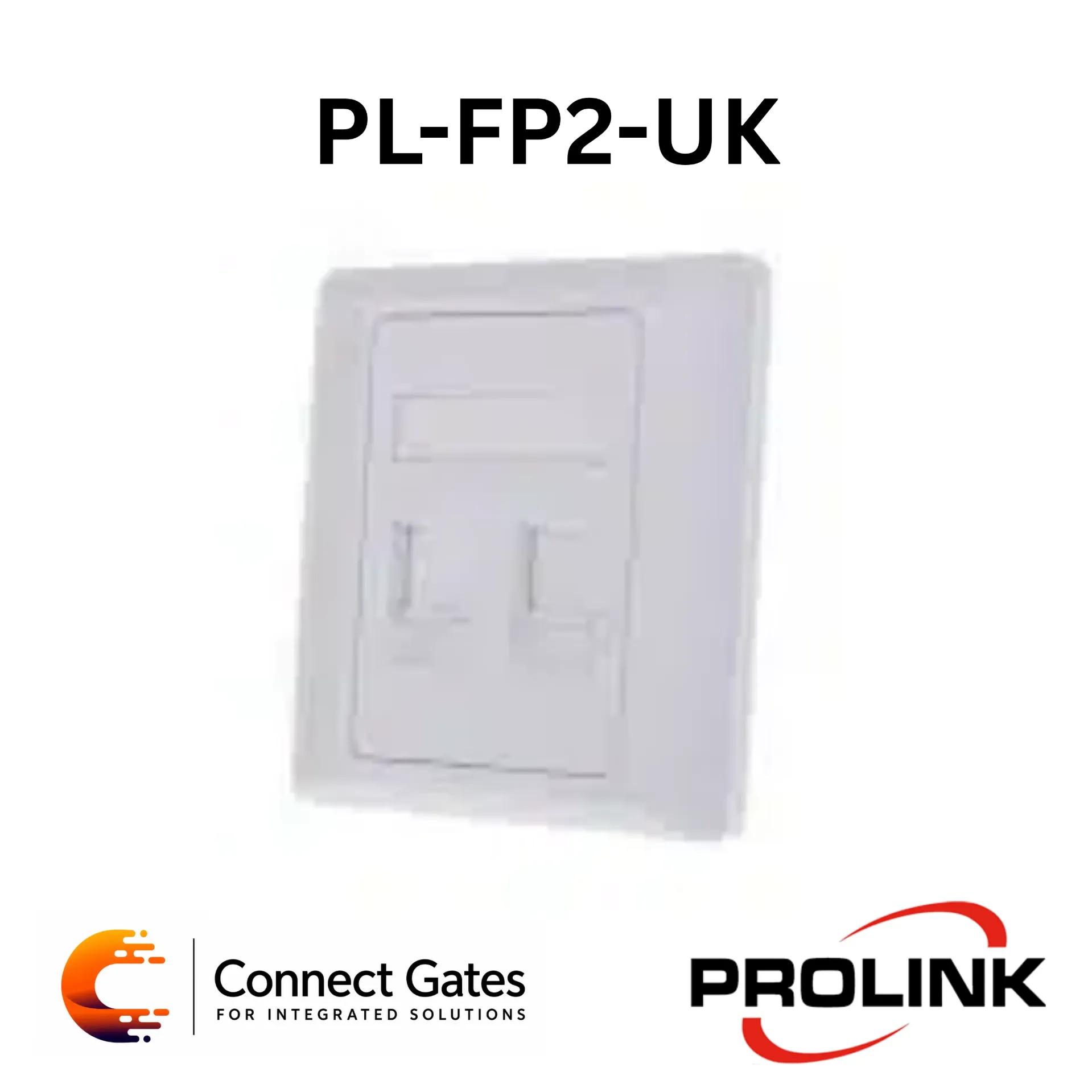[PL-FP2-UK] Prolink PL-FP2-UK UK Type Dual Port Network Faceplate – 2-Port RJ45 Wall Plate for Keystone Jack Outlets